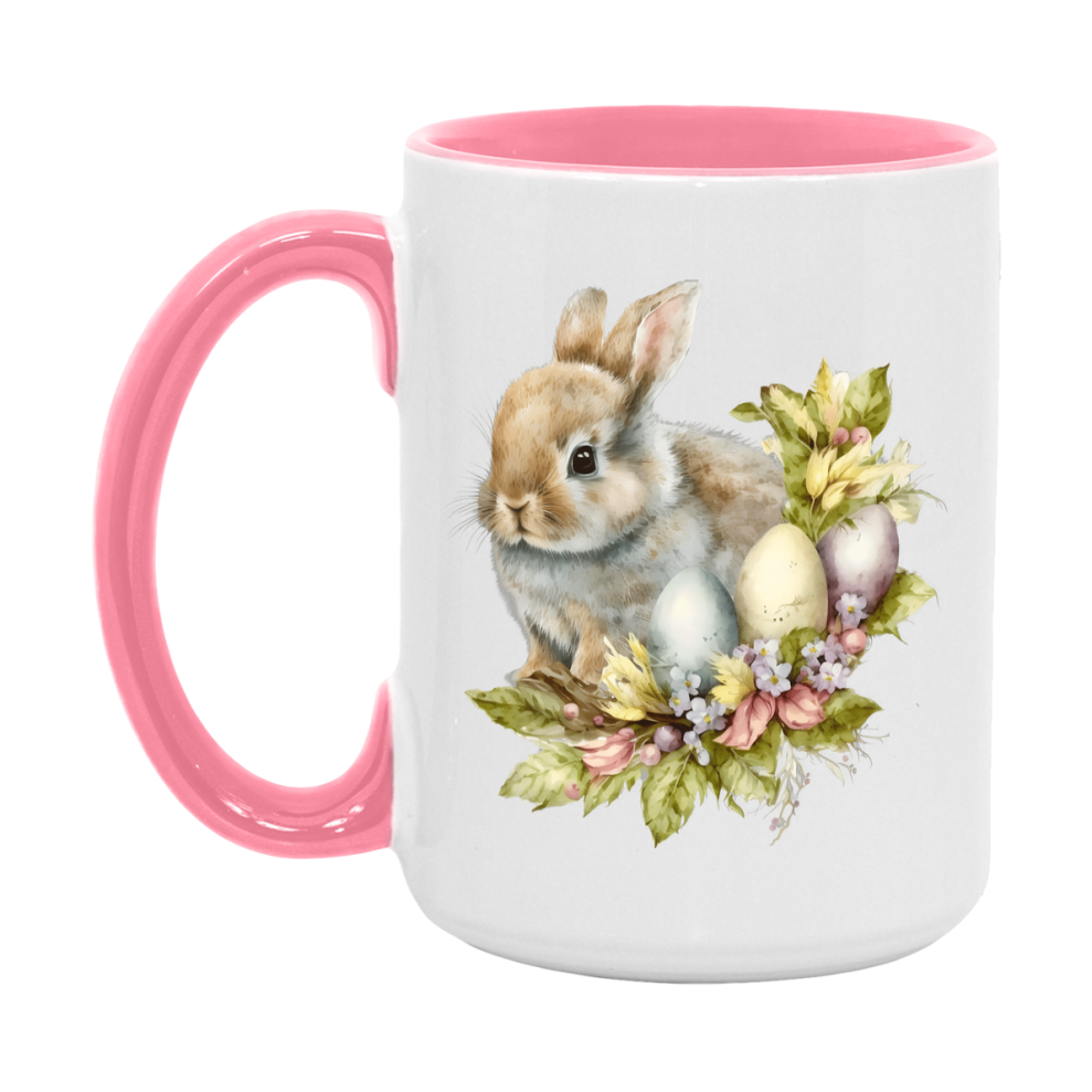 Easter Bunny Coffee Mug, Kawaii Easter Bunny Easter Gift, Double-Sided 11Oz Or 15Oz White Ceramic Cup