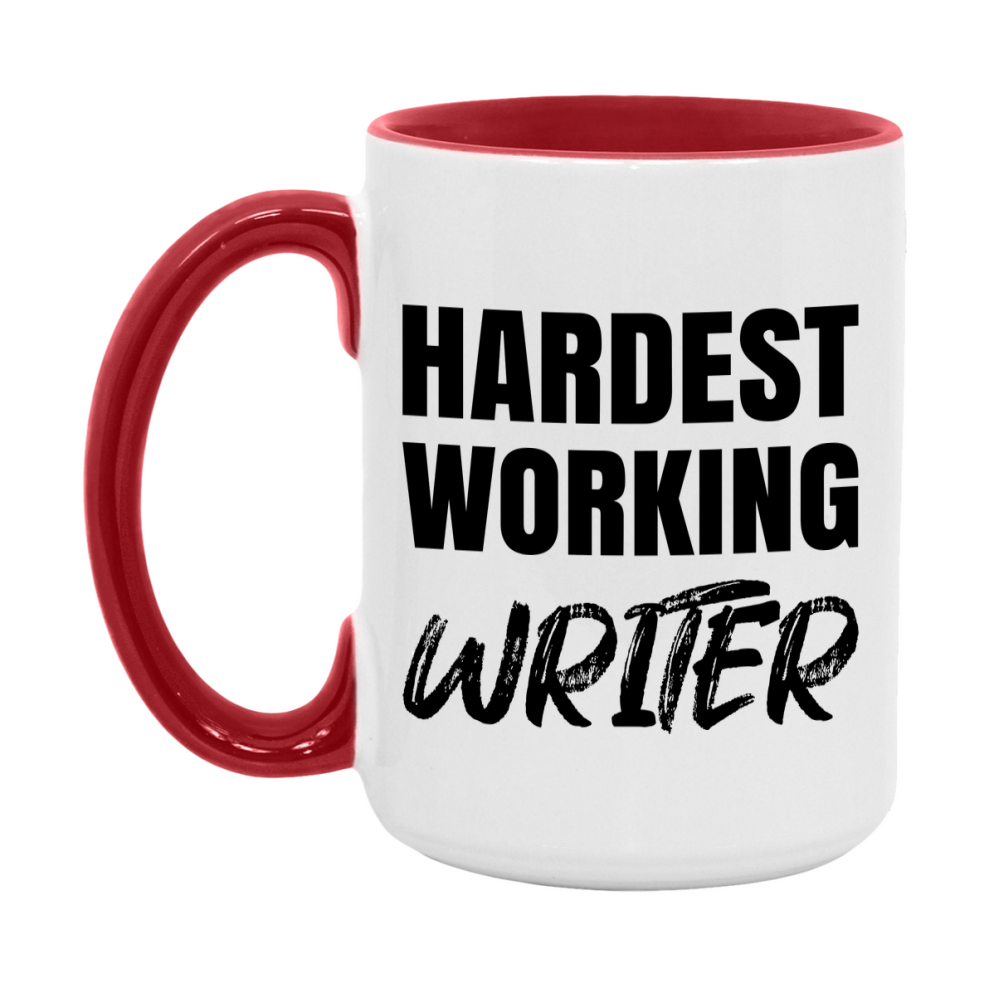 Writer Superlative Mug, Hardest Working Writer, 11oz or 15oz Ceramic Coffee Mug, Double-Sided Cup, Gift for Writer, Coworker Gift, Boss Gift