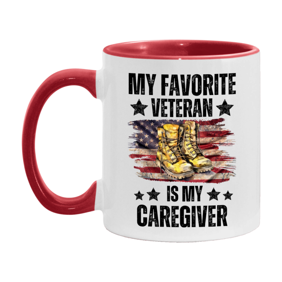 Veteran Gift Mug, My Favorite Veteran Is My Caregiver, 11oz or 15oz Ceramic Coffee Cup Gift for Caregiver