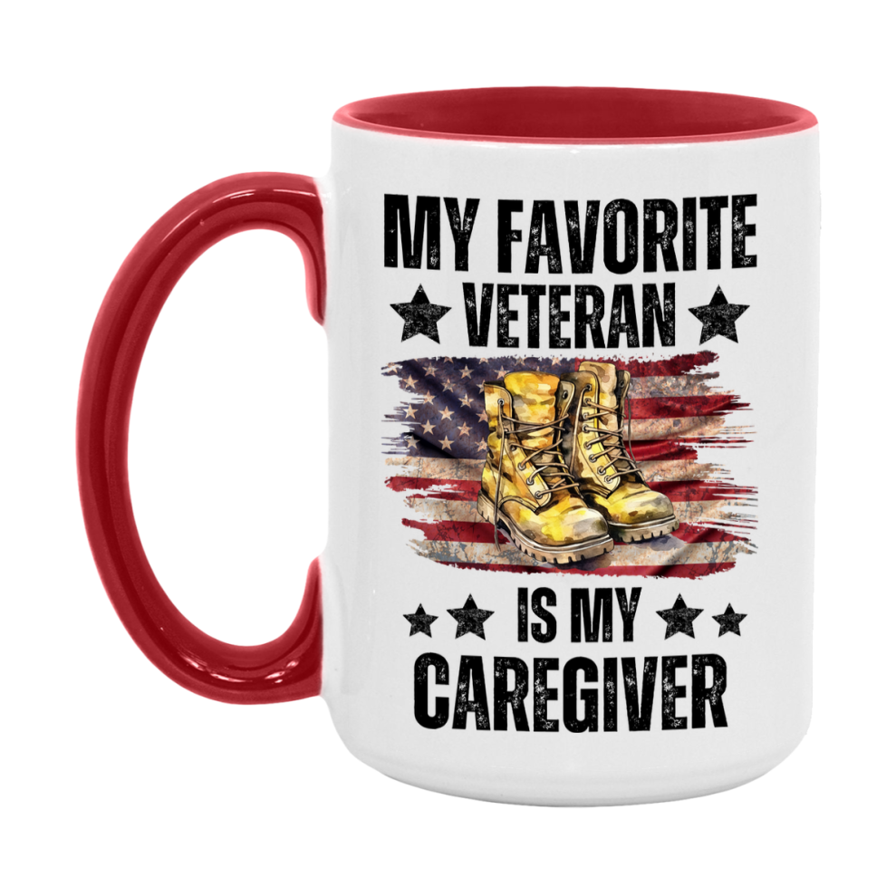 Veteran Gift Mug, My Favorite Veteran Is My Caregiver, 11oz or 15oz Ceramic Coffee Cup Gift for Caregiver