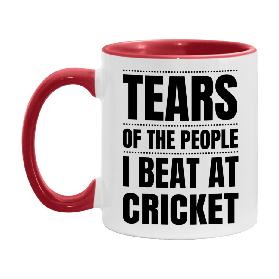 Funny Cricket Mug - "Tears Of The People I Beat At Cricket" - 11Oz Or 15Oz Ceramic Coffee Cup