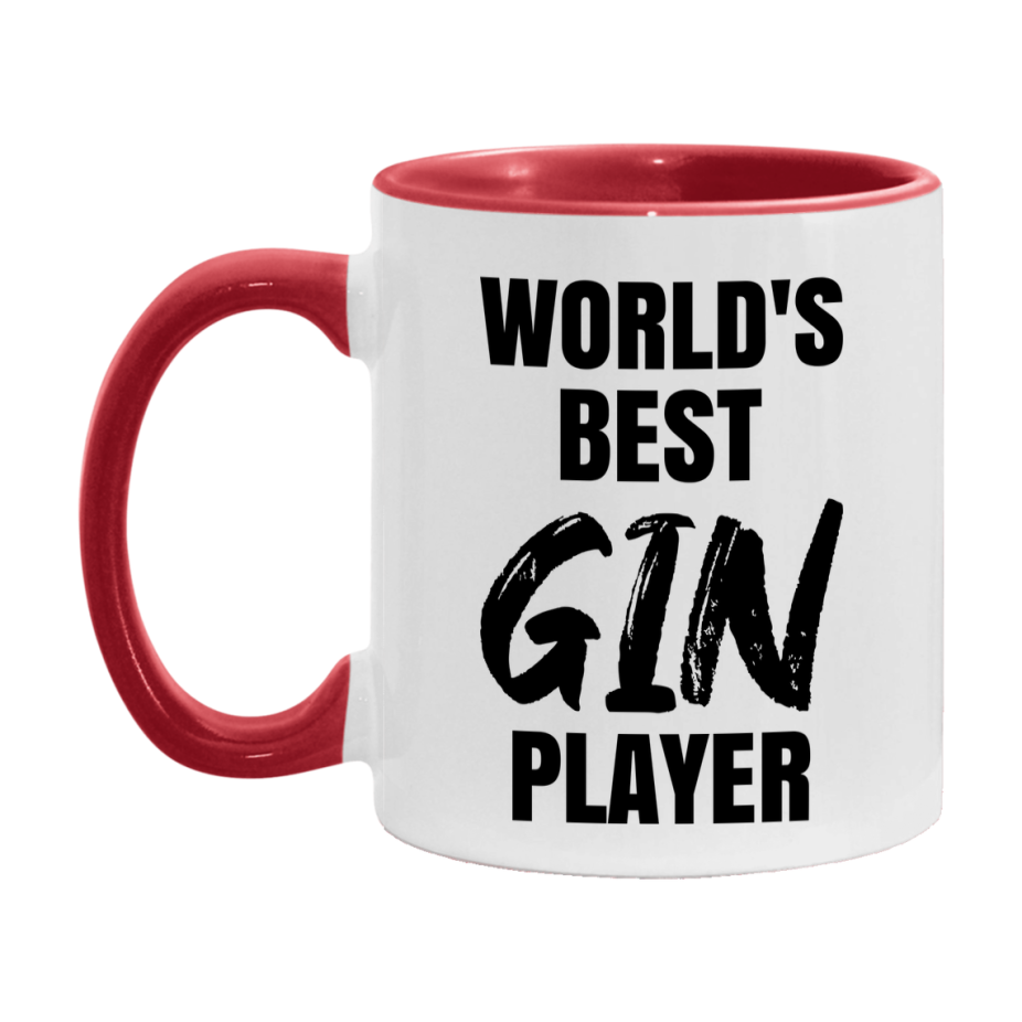 World's Best Gin Player Mug, Funny Card Game Player Gift, 11Oz Or 15Oz White Ceramic Mug