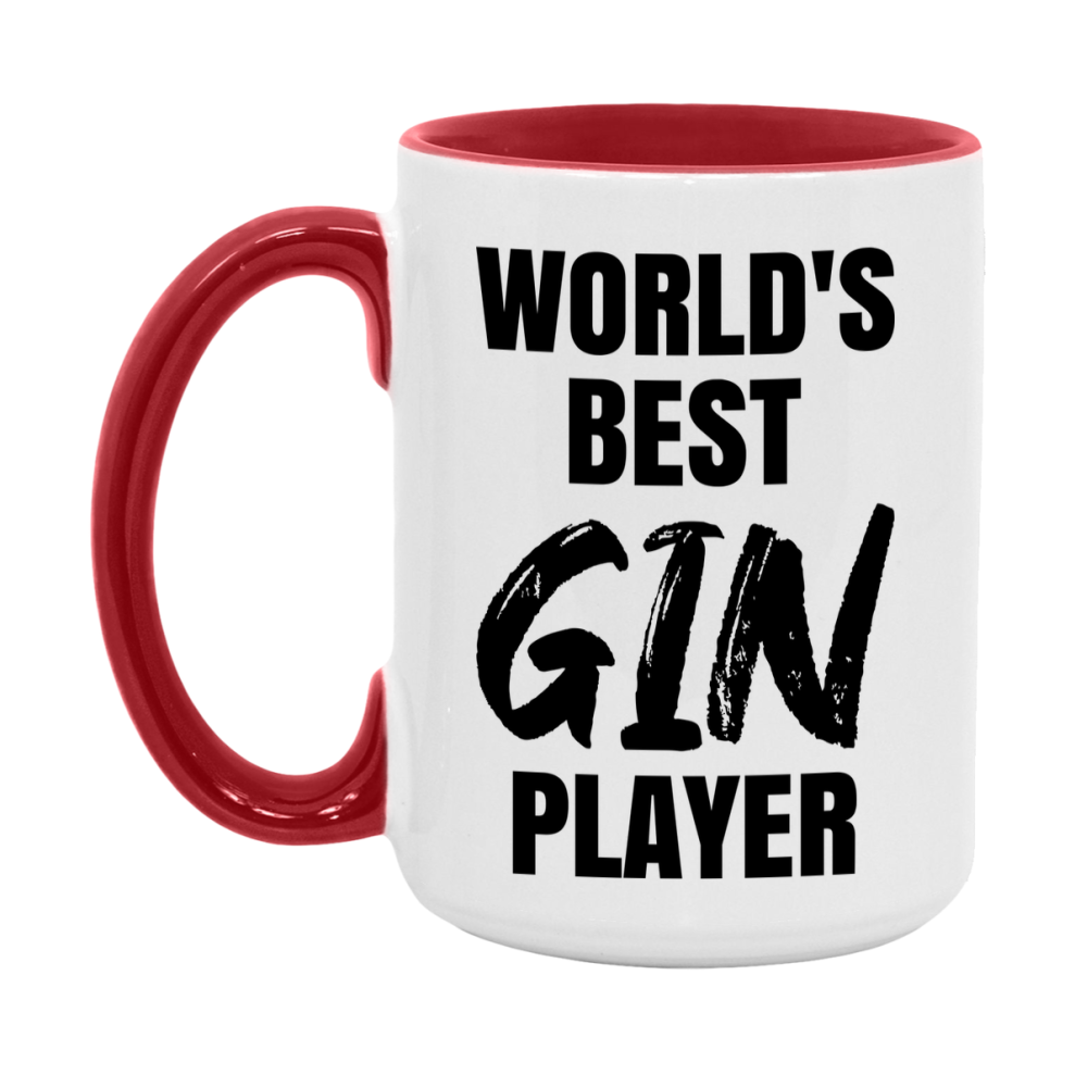 World's Best Gin Player Mug, Funny Card Game Player Gift, 11Oz Or 15Oz White Ceramic Mug