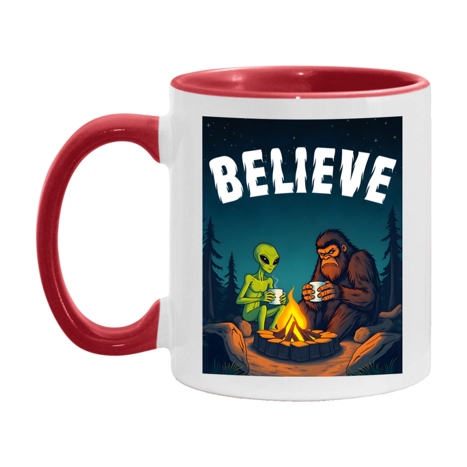 Bigfoot Mug – Funny Bigfoot And Alien Coffee Cup, Double-Sided 11Oz Or 15Oz Ceramic, Perfect Mother’s Day Or Father’s Day Gift