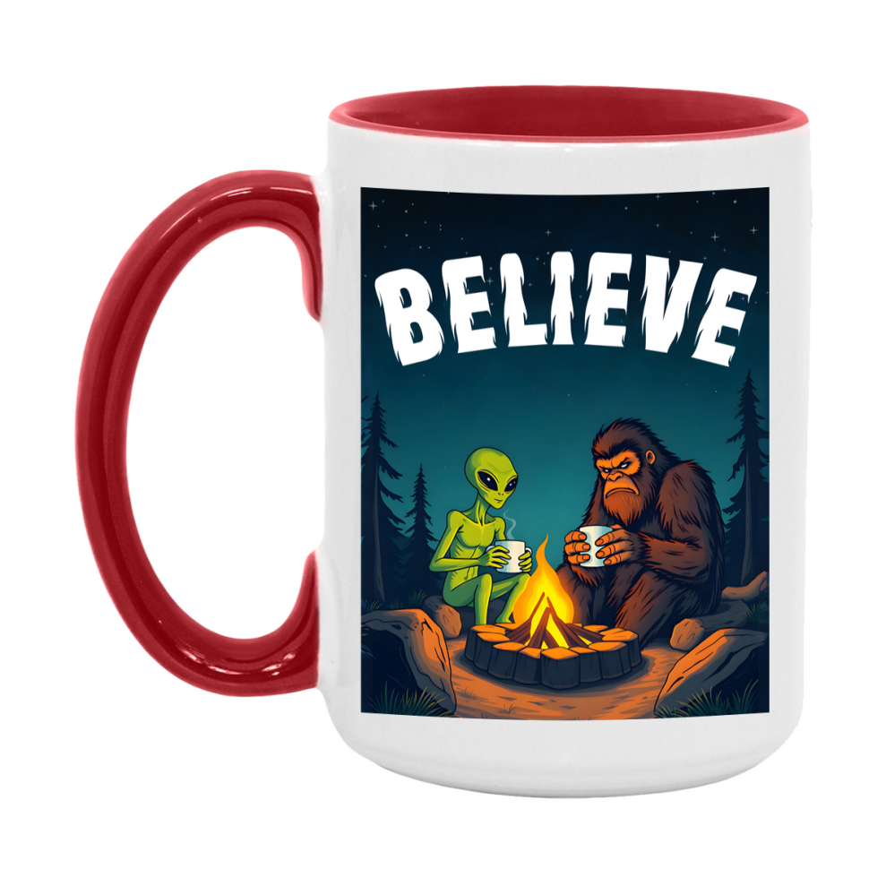 Bigfoot Mug – Funny Bigfoot And Alien Coffee Cup, Double-Sided 11Oz Or 15Oz Ceramic, Perfect Mother’s Day Or Father’s Day Gift