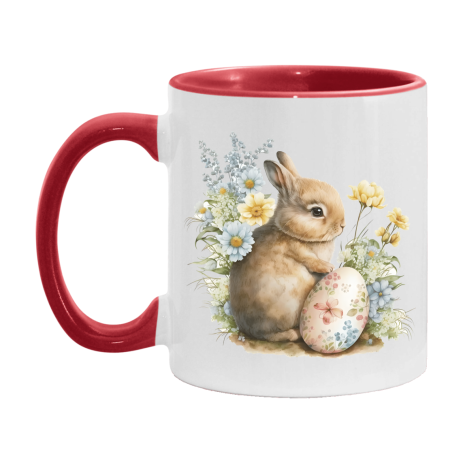 Easter Bunny Coffee Mug, Easter Bunny And Eggs Easter Gift, Double-Sided 11Oz Or 15Oz White Ceramic Cup