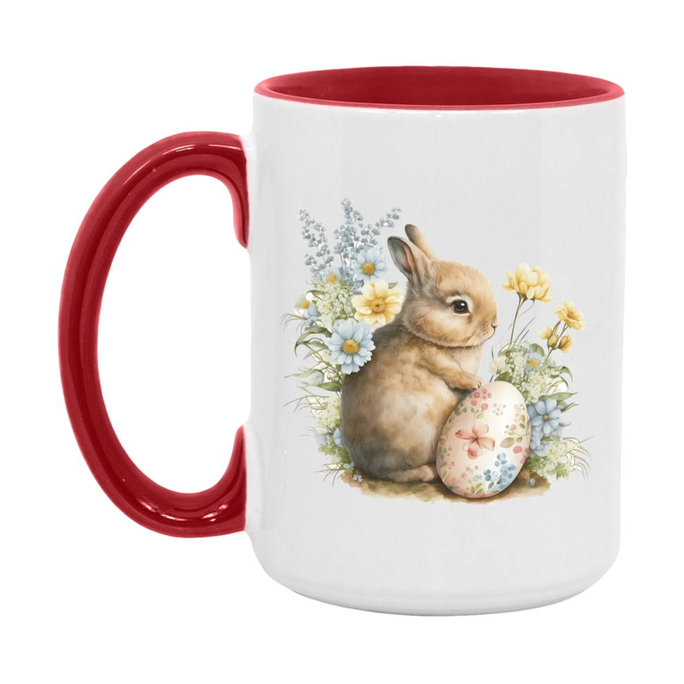 Easter Bunny Coffee Mug, Easter Bunny And Eggs Easter Gift, Double-Sided 11Oz Or 15Oz White Ceramic Cup