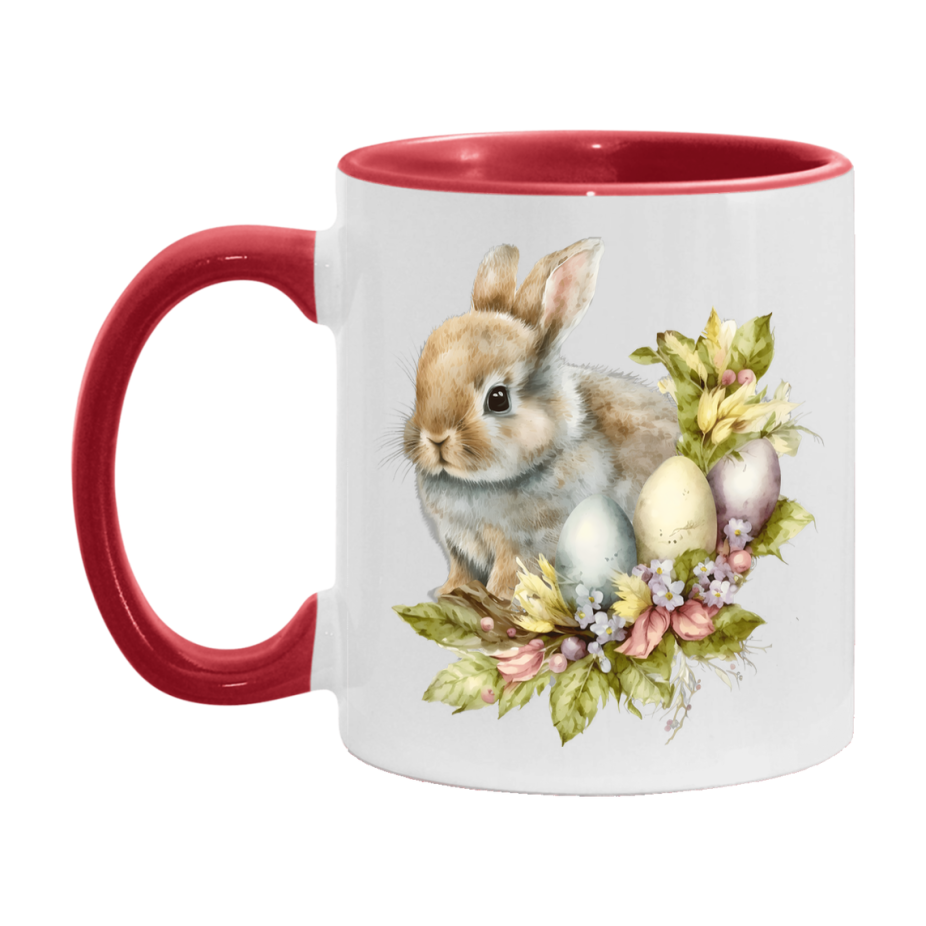 Easter Bunny Coffee Mug, Kawaii Easter Bunny Easter Gift, Double-Sided 11Oz Or 15Oz White Ceramic Cup