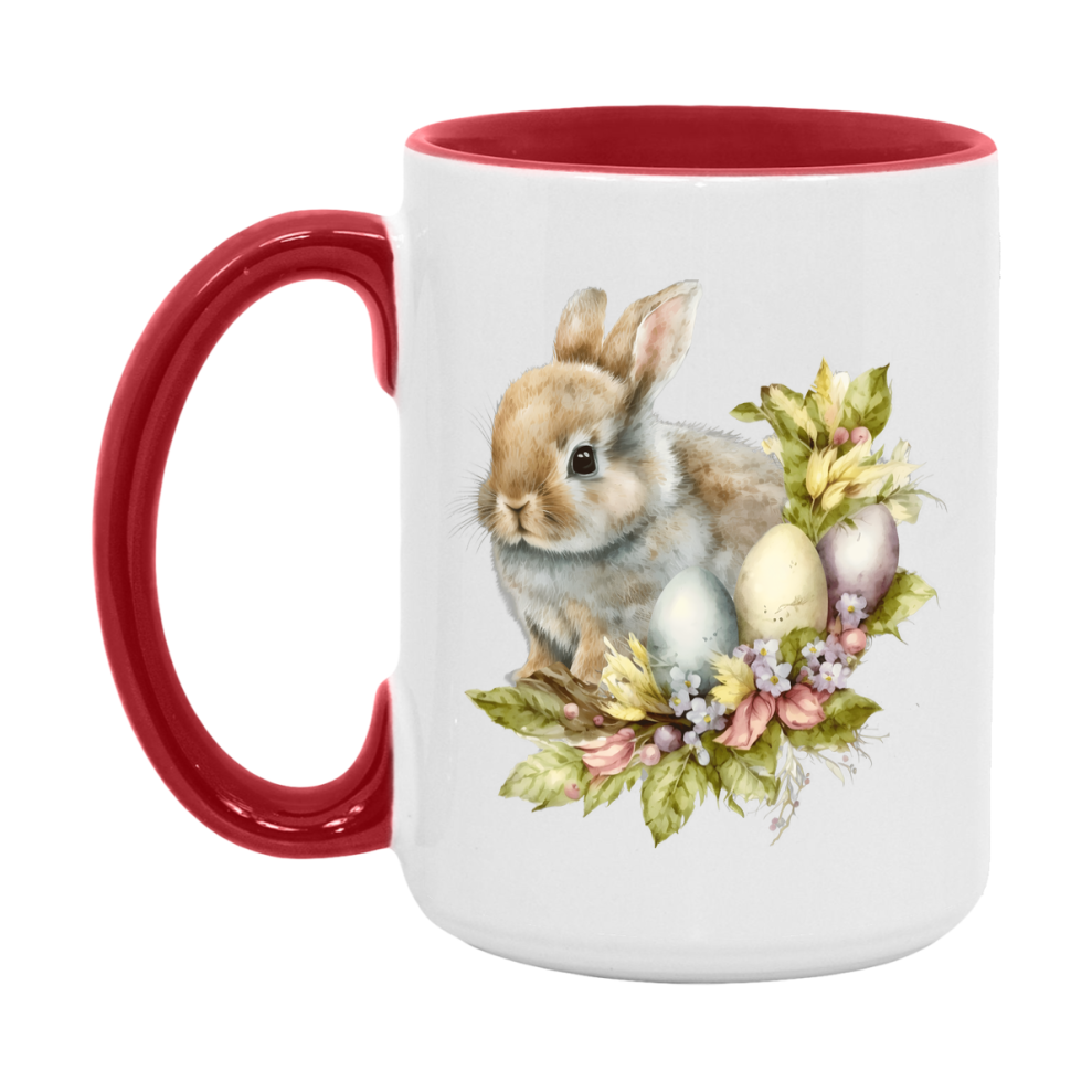 Easter Bunny Coffee Mug, Kawaii Easter Bunny Easter Gift, Double-Sided 11Oz Or 15Oz White Ceramic Cup
