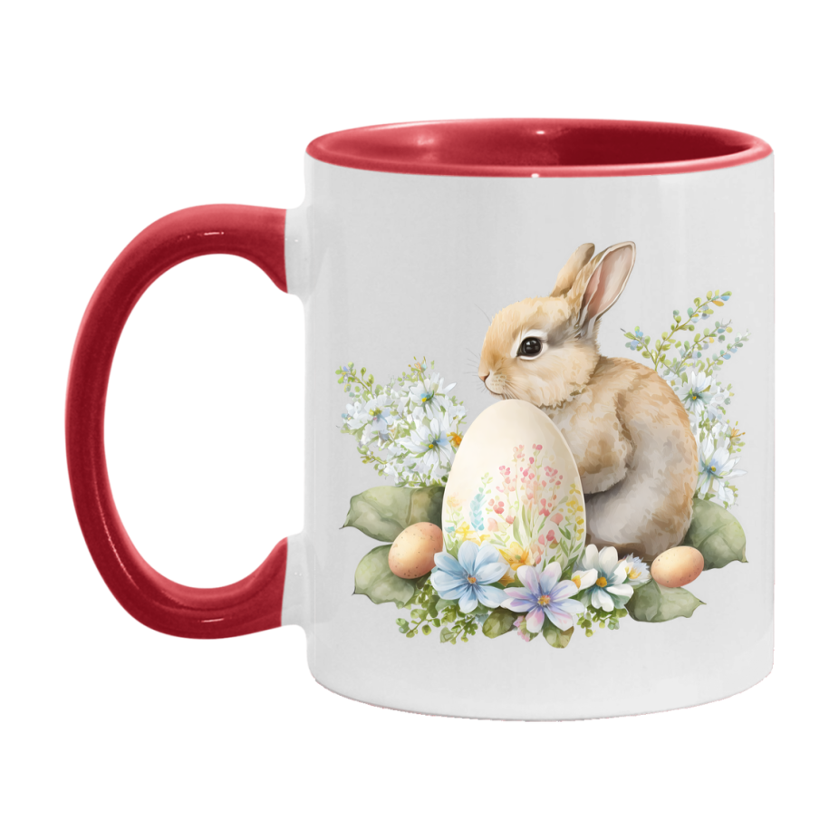 Easter Bunny Coffee Mug, Pastel Easter Bunny Art Easter Gift, Double-Sided 11Oz Or 15Oz White Ceramic Cup