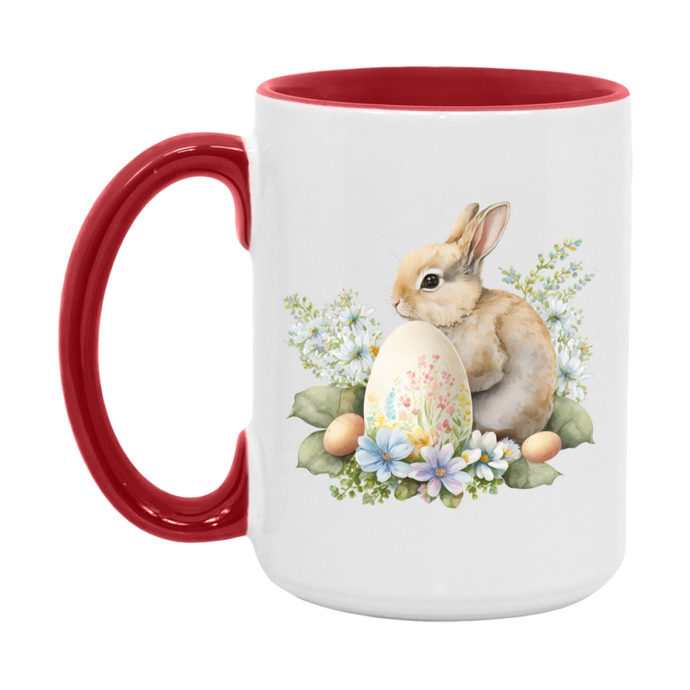 Easter Bunny Coffee Mug, Pastel Easter Bunny Art Easter Gift, Double-Sided 11Oz Or 15Oz White Ceramic Cup
