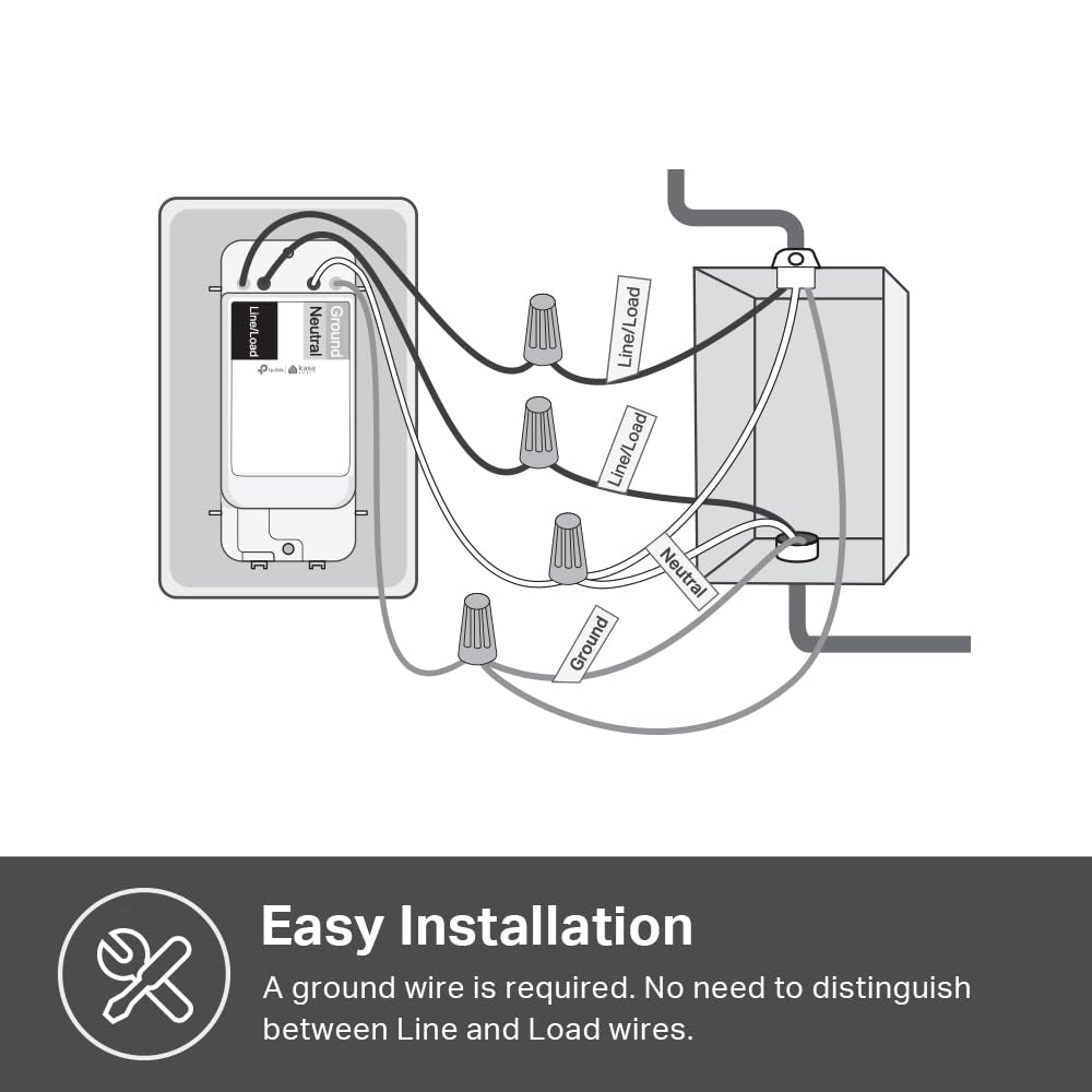Kasa Matter Smart Light Switch: Voice Control W/Siri, Alexa & Google Assistant, UL Certified, Timer & Schedule, Easy Guided Install, Neutral Wire Required, Single Pole, 2.4Ghz Wi-Fi, 3-Pack