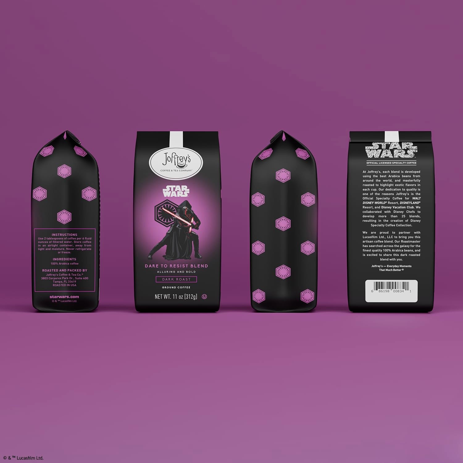 Joffrey's Coffee STAR WARS™ Dare to Resist Blend - Artisan Dark Roast, Bold & Smooth, Perfect for Brew or French Press (11oz Ground)