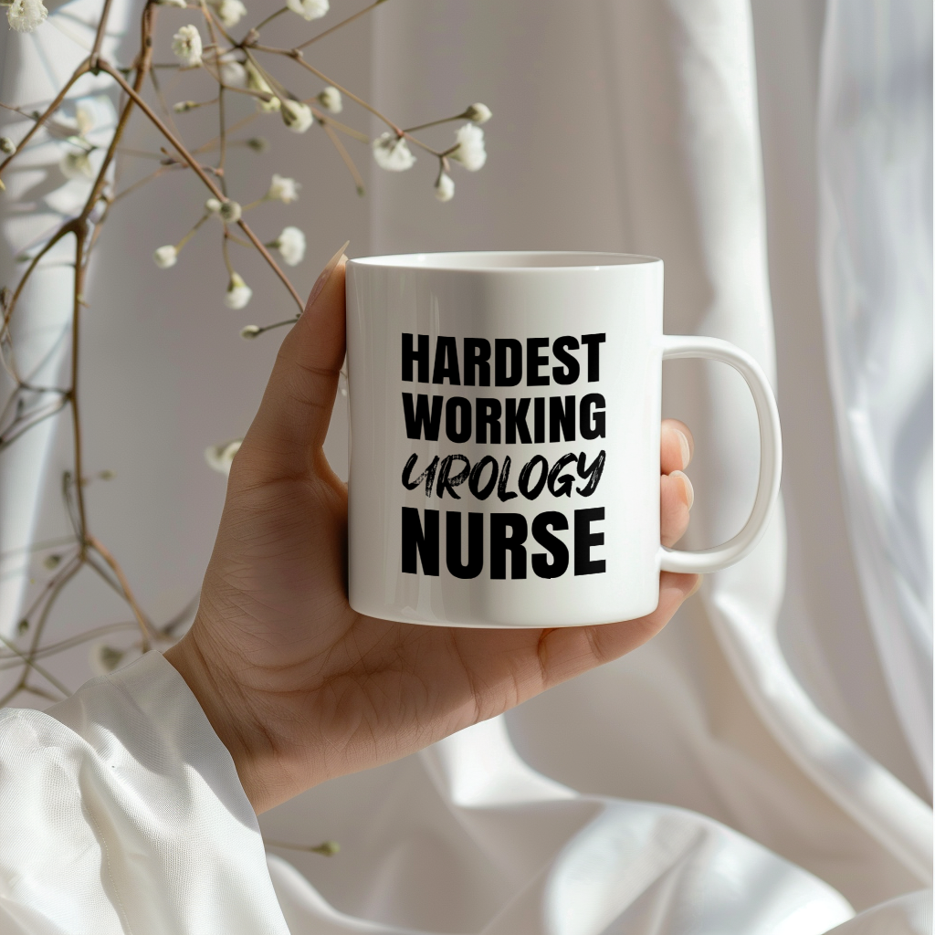 Nurse Superlative Mug, Hardest Working Urology Nurse Gift, 11oz or 15oz Ceramic Coffee Cup Gift