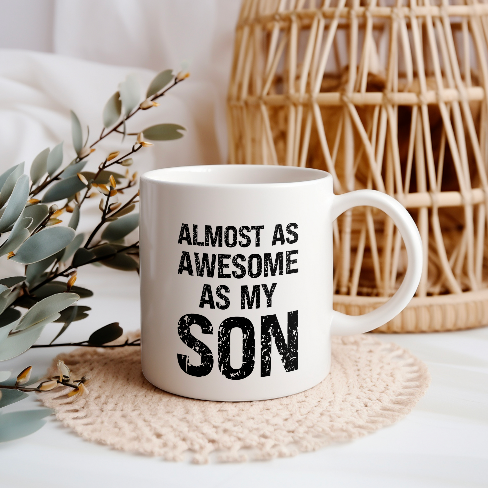 Funny Coffee Mug – Almost As Awesome As My Son, 11oz or 15oz White Ceramic Coffee Mug, Gift for Son, Family Gift