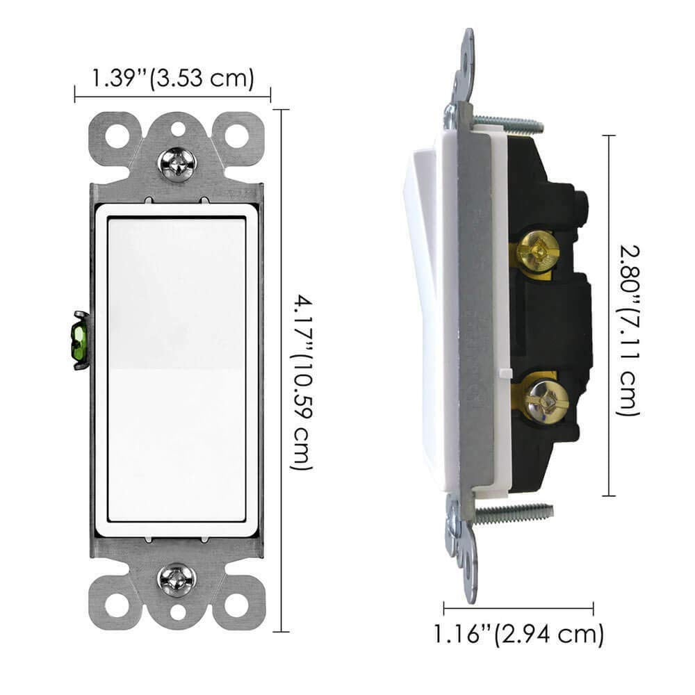 Single Pole Double Rocker Light Switches,Greencycle 2 Pack Paddle Light Switches 15 Amp,Sp Decora Switch White,120V-277V Ac,On/Off Wall Switch, Residential/Commercial Grade,Home & Office,Ul/Cul