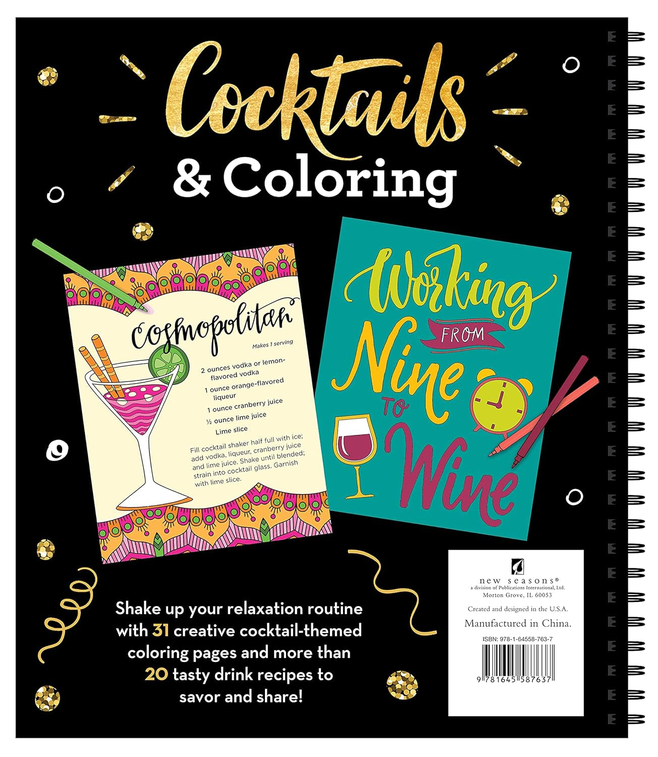 Cocktails & Coloring: 31 Coloring Pages with 23 Delicious Recipes (Color & Frame)