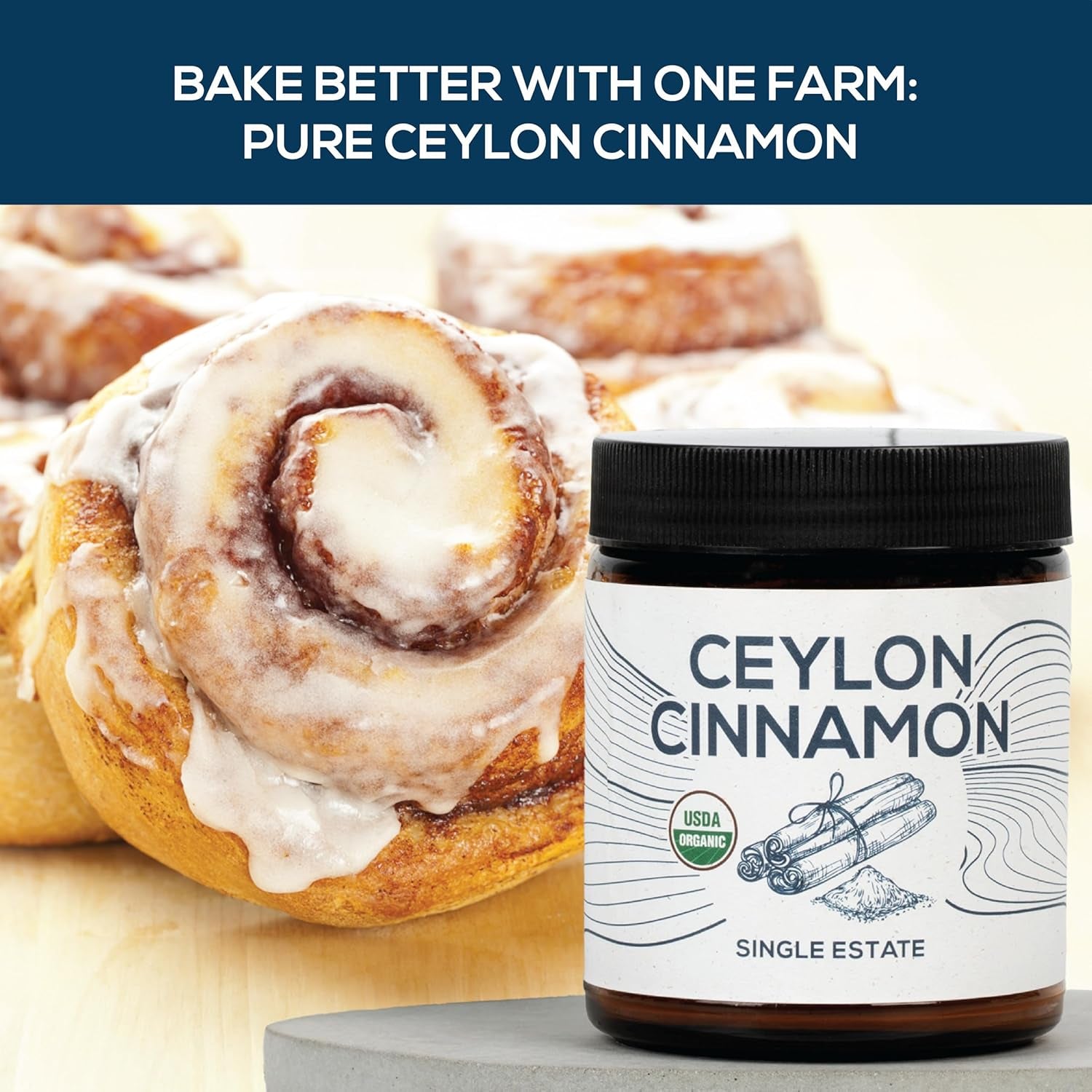 Organic Ceylon Cinnamon, Single Estate, Freshly Ground Premium Sri Lanka Cinnamon, Non-Gmo, Fair-Trade & Gluten Free in Resealable Jar for Cooking, Smoothies, Coffee & Tea