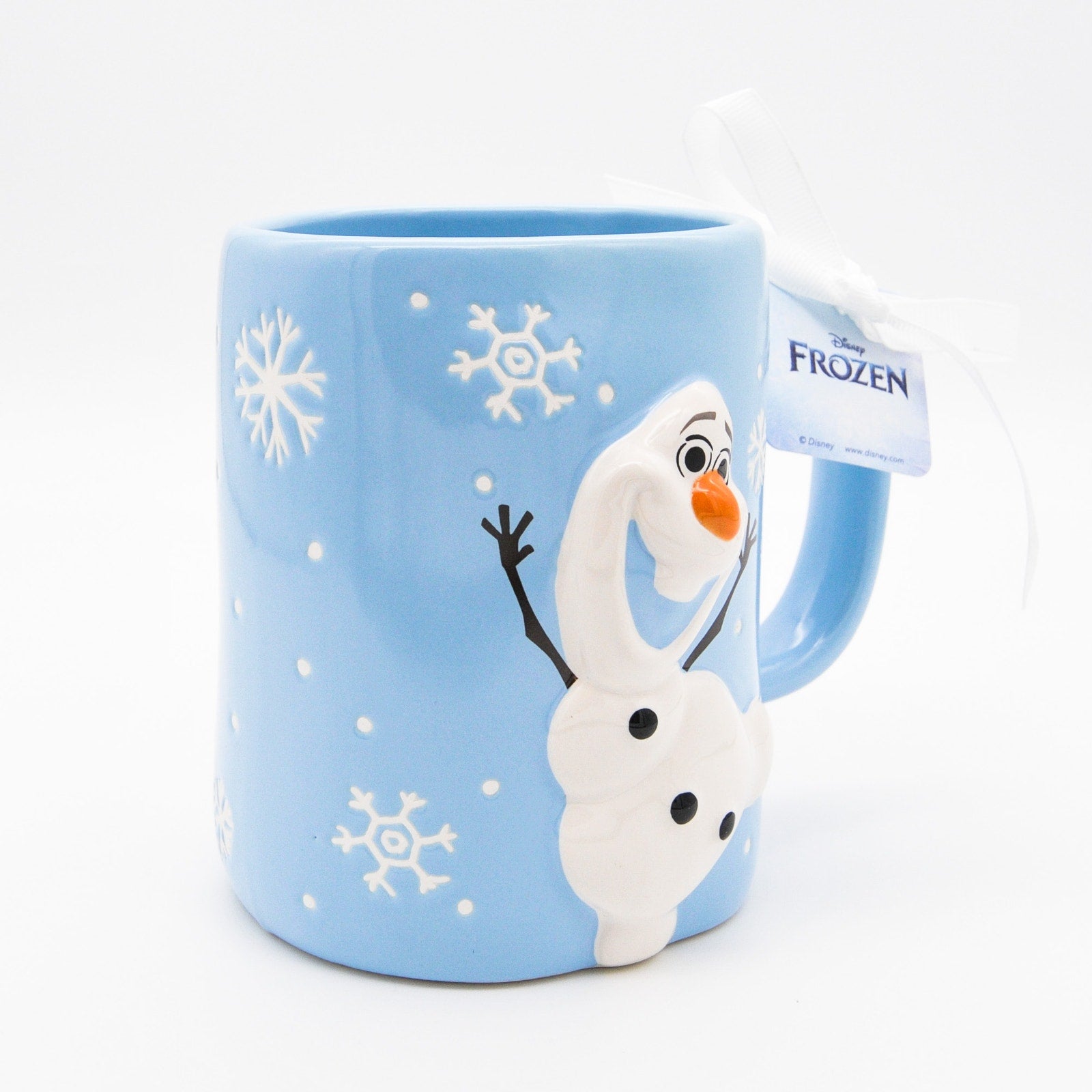 Rae Dunn Olaf Mug, Blue Frozen 3D Olaf with Snowflakes, 16oz Coffee Cup Gift for Frozen Olaf Fans