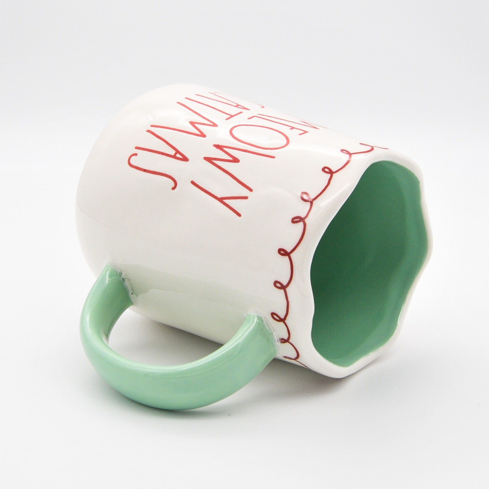 Rae Dunn Christmas Mug, Meowy Catmas 16oz Ceramic Coffee Cup for Cat Lovers