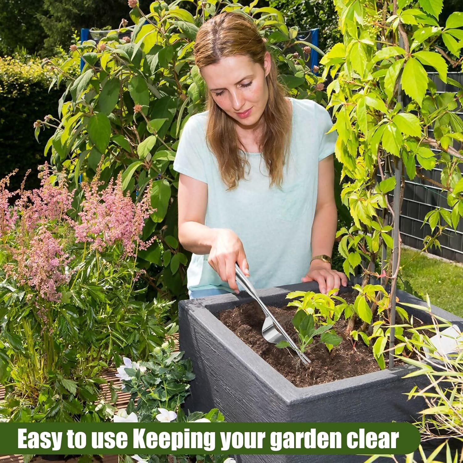 Landjoy Garden Weeding Tool,Hand Weeder Tool,Leverage Base Design and V-Fork,One-Piece Stainless Steel Design for Greater Strength, Easy Weed Removal and Deeper Digging