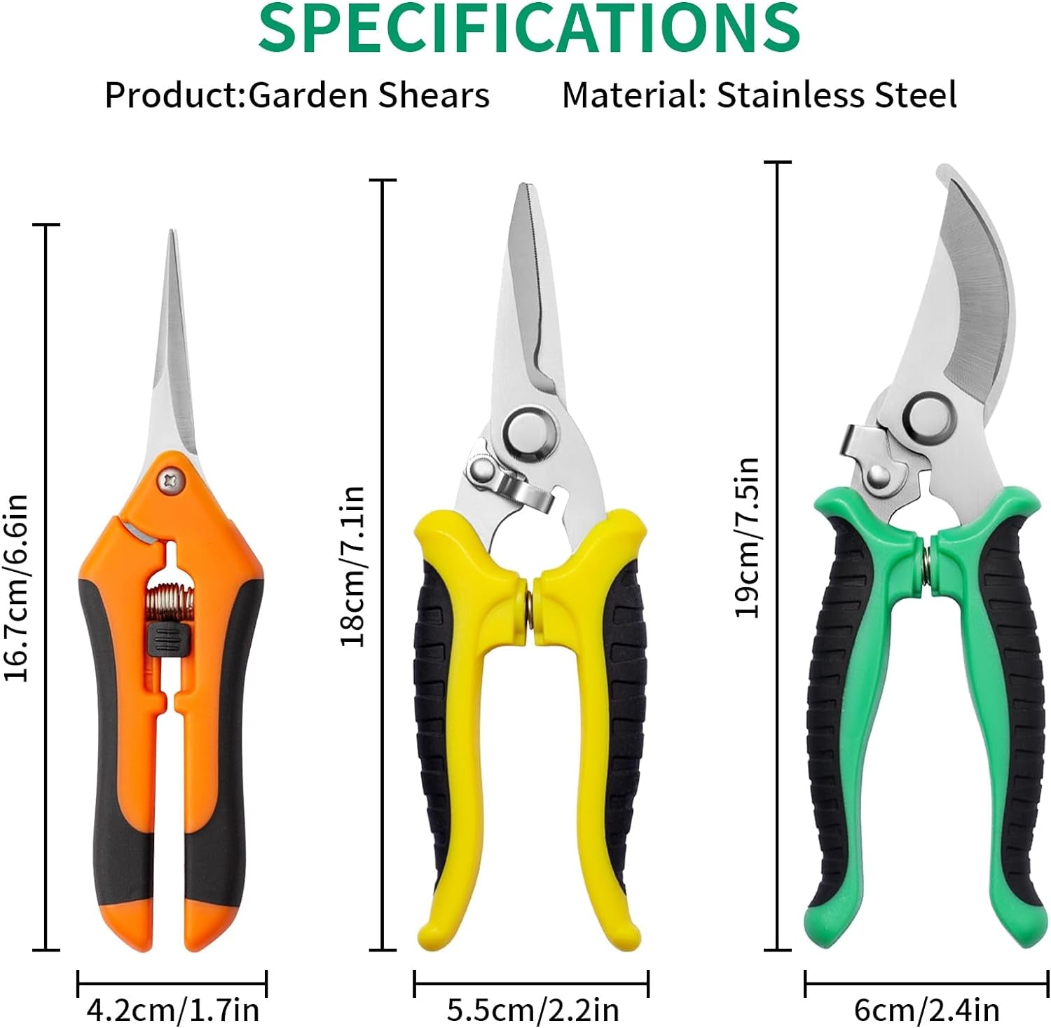 Garden Pruning Shears 3 Pack Gardening Shears Garden Scissors Stainless Steel Plant Flower Scissors Clippers Pruning Shears Tijeras De Jardinería