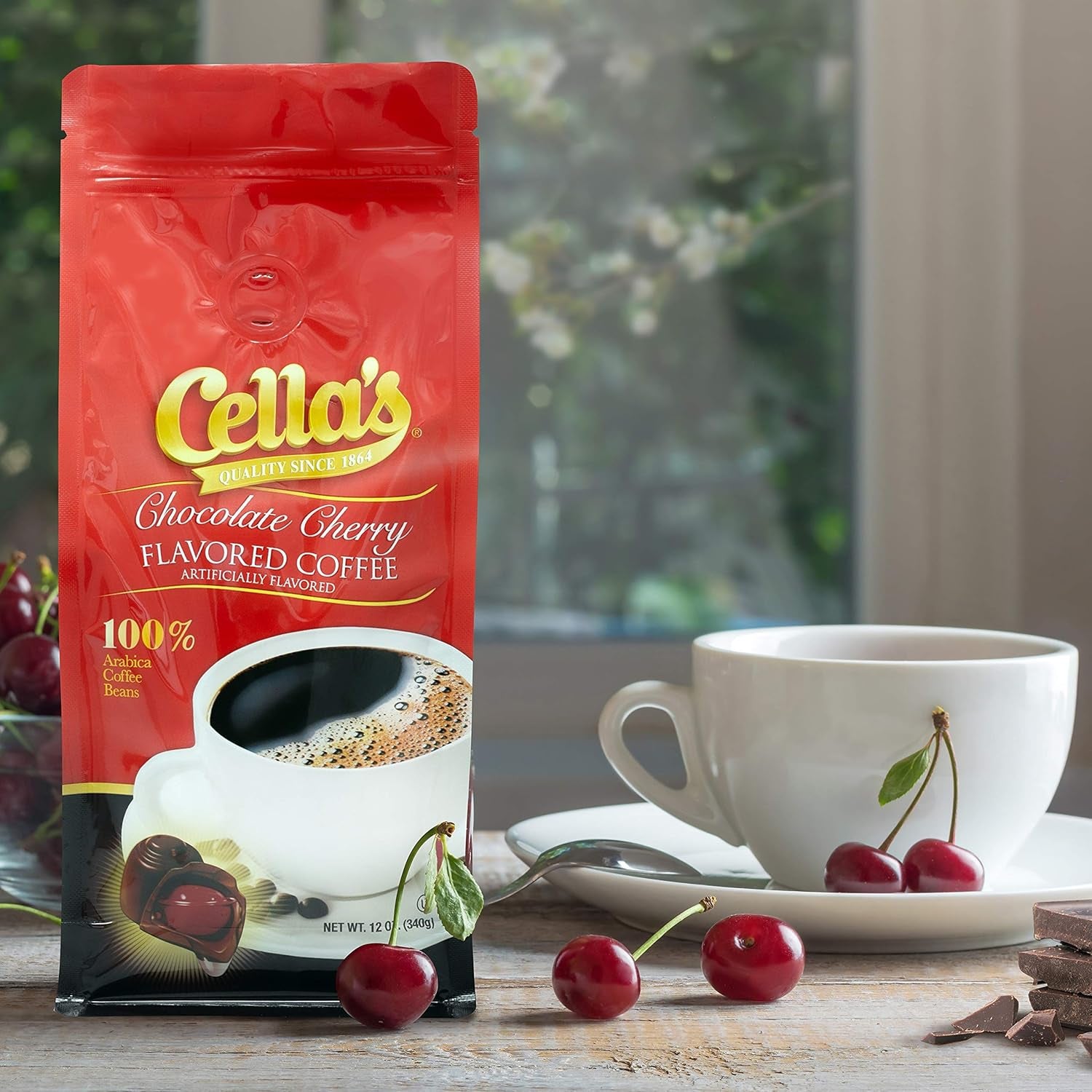 Indulge in Premium Chocolate Cherry Coffee - 12oz Ground Arabica Delight