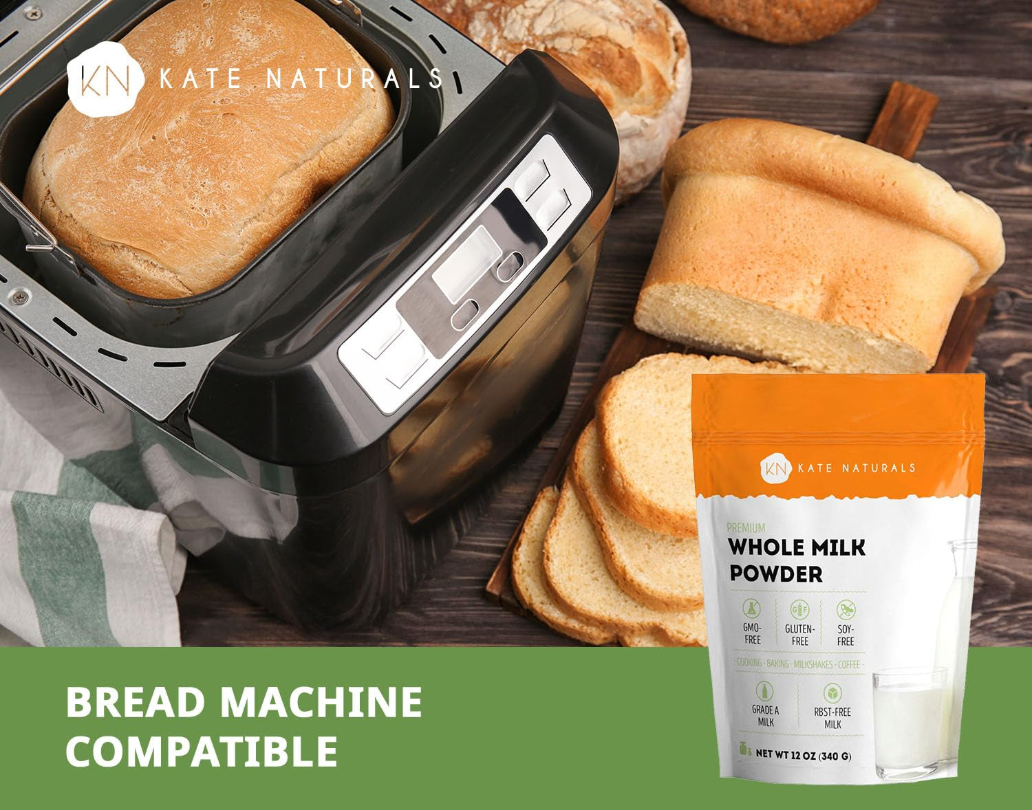 Dry Whole Milk Powder for Baking, Coffee & Milkshakes (12Oz) Rbst-Free, Made in USA, Dried Powdered Substitute for Liquid Milk