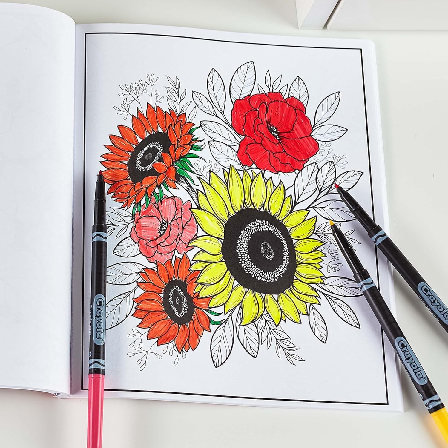 Floral Adult Coloring Book (40Pgs), Flower Adult Coloring Pages, Stress Relief Activity, Mindfulness Gift for Teens & Adults, 9+