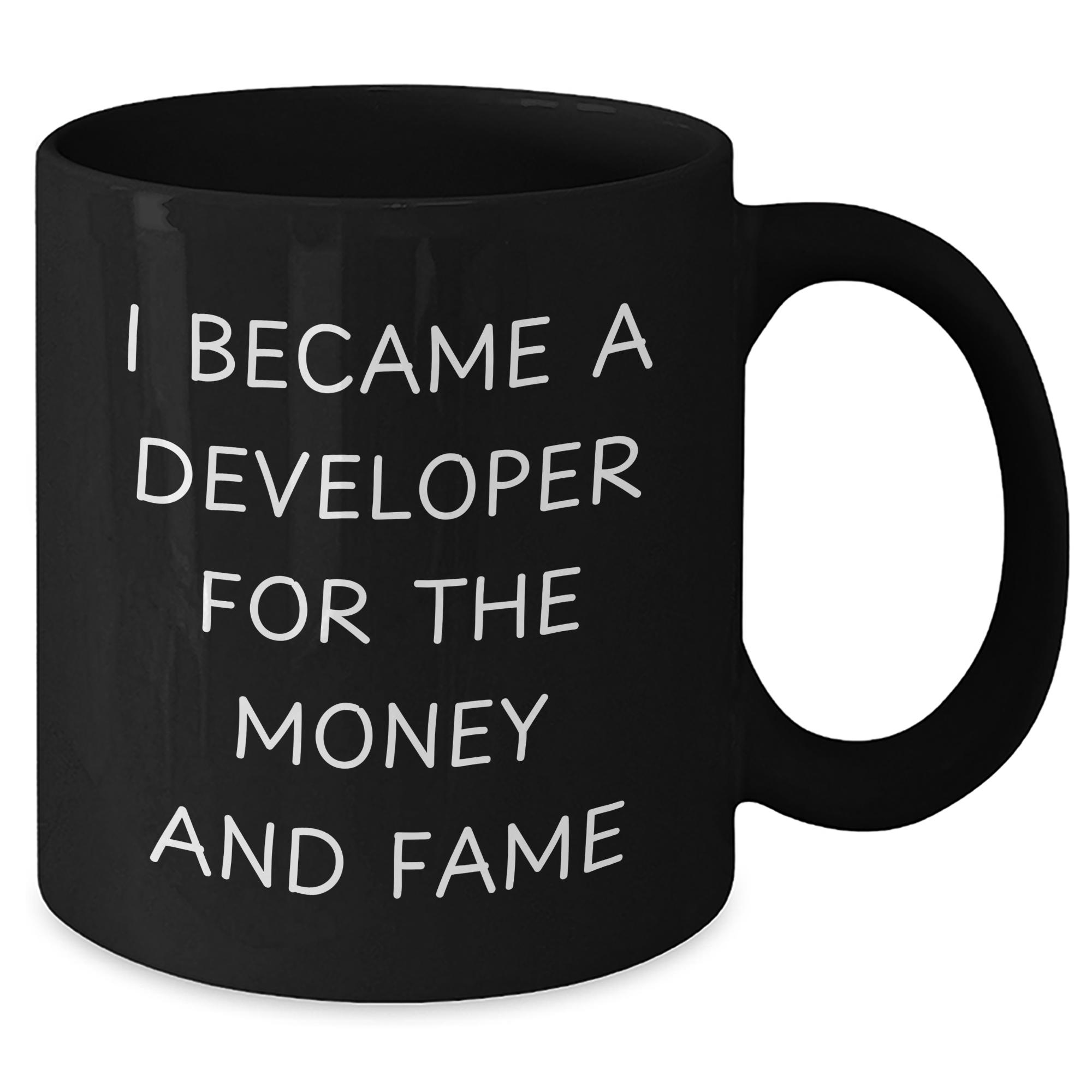 Funny Developer Gifts for Him or Her - I Became A Developer For The Money And Fame Quote, Black Coffee Mug for Graduation, Gifts from Friends or Family - Additional
