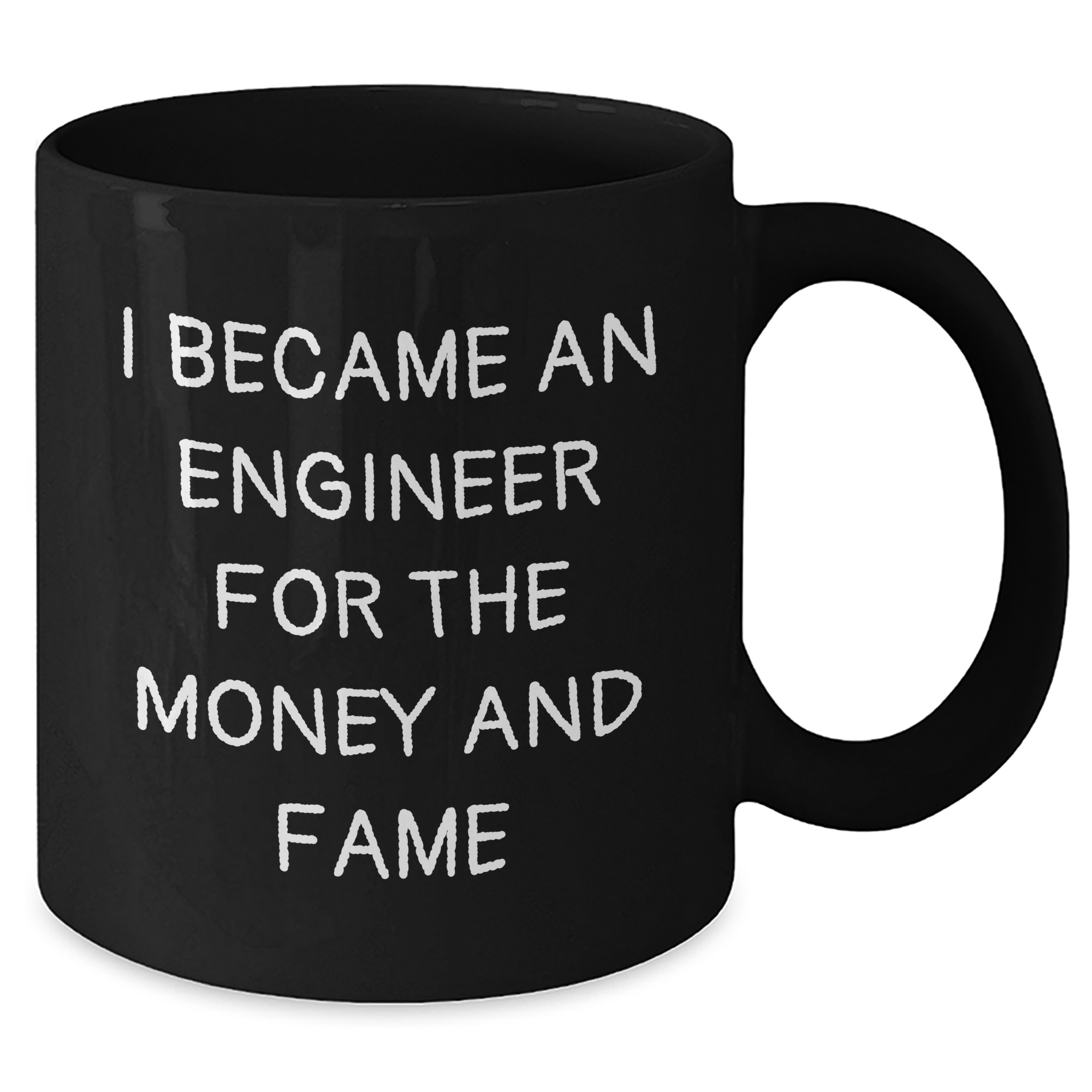 Funny Engineer Gifts from Friends for Graduation Unique Black Coffee Mugs 'I Became An Engineer For The Money And Fame' - Additional