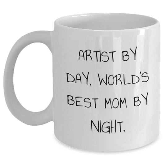 Artist Gifts by Day, Funny Quotes by Night, White Coffee Mug for Father's Day - Main