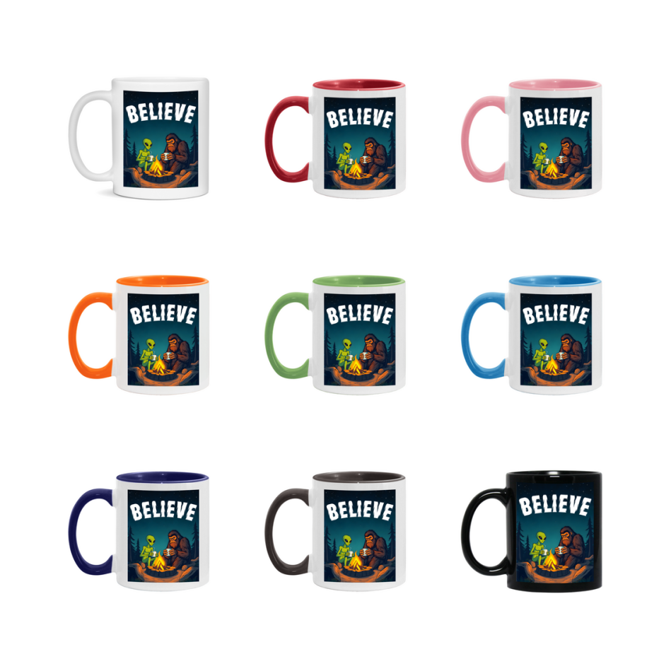 Bigfoot Mug – Funny Bigfoot And Alien Coffee Cup, Double-Sided 11Oz Or 15Oz Ceramic, Perfect Mother’s Day Or Father’s Day Gift