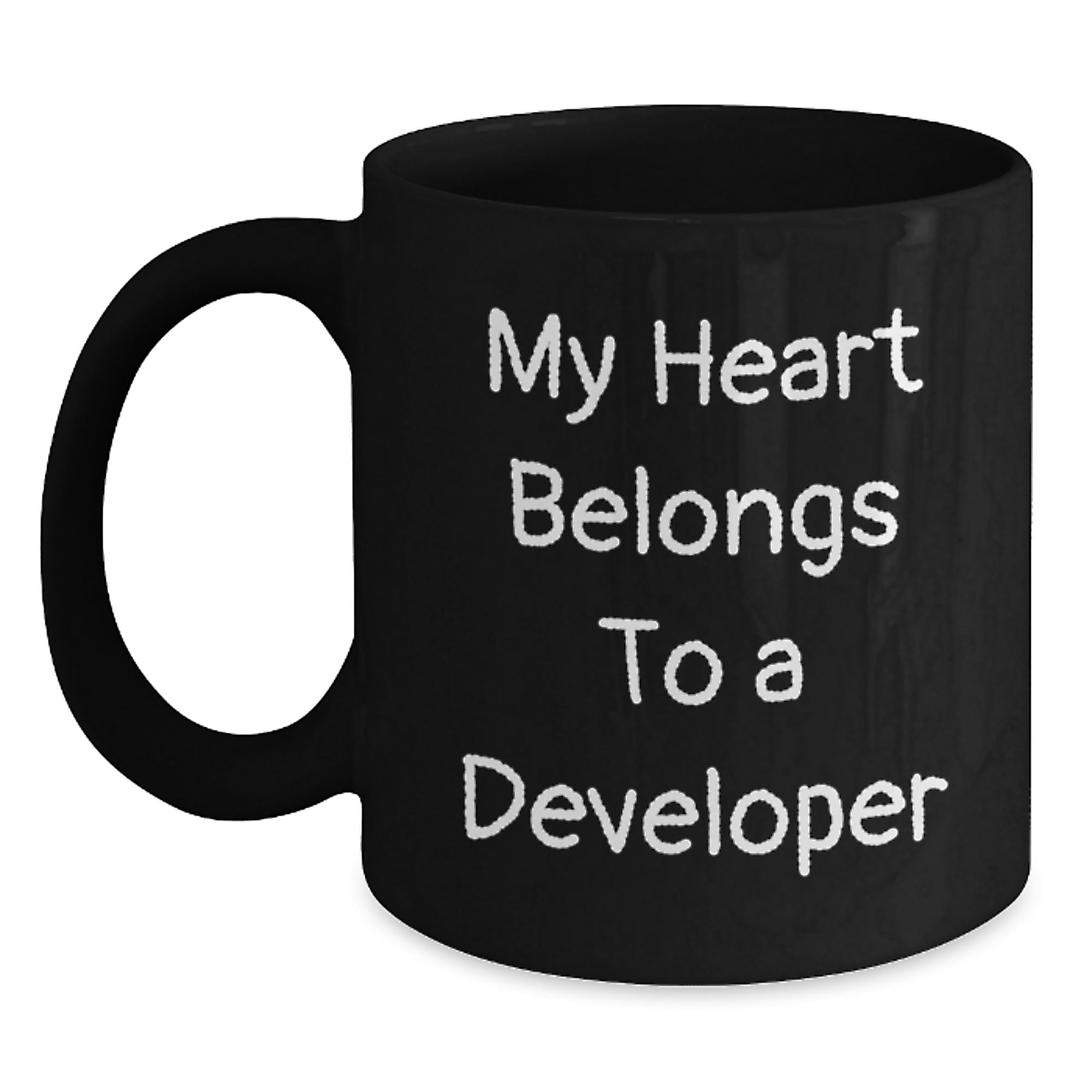 Funny Developer Gifts, My Heart Belongs To A Developer, Black Coffee Mug, Birthday Unique Gifts from Friends, Gifts for Developer - Main