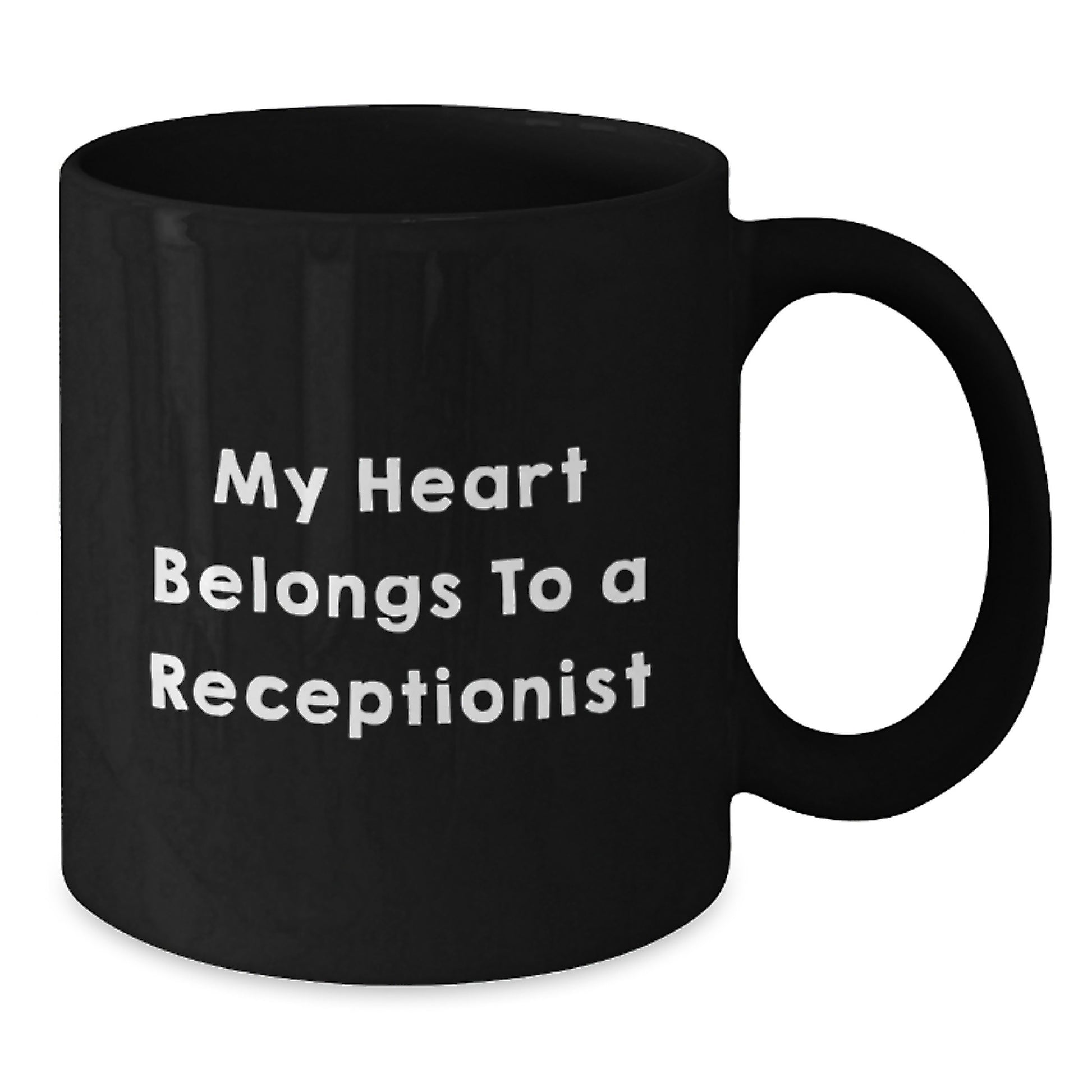 Funny Quotes Receptionist Gifts from Friends to Coworkers, Graduation Unique Gifts for Men, 'My Heart Belongs To A Receptionist' Black Coffee Mug - Additional