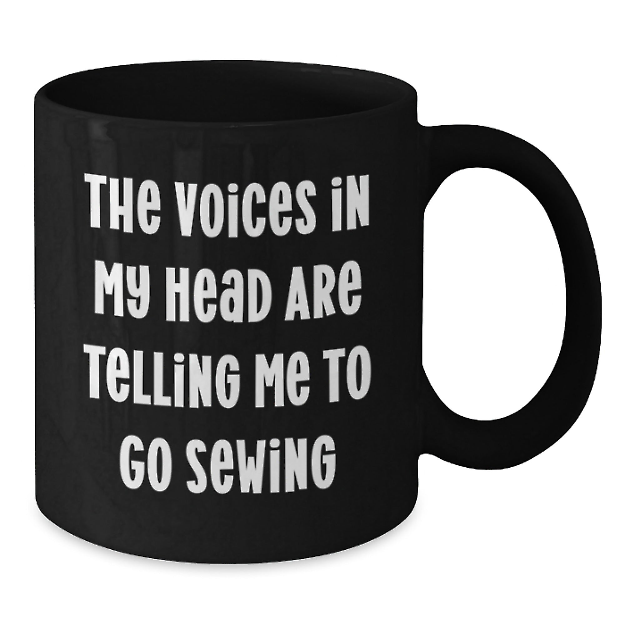 Funny Sewing Gifts for Sewing Lovers, 'The Voices In My Head Are Telling Me To Go Sewing' Black Coffee Mug, Perfect Christmas Unique Gifts from Friends to Fellow Sewing Enthusiasts - Additional