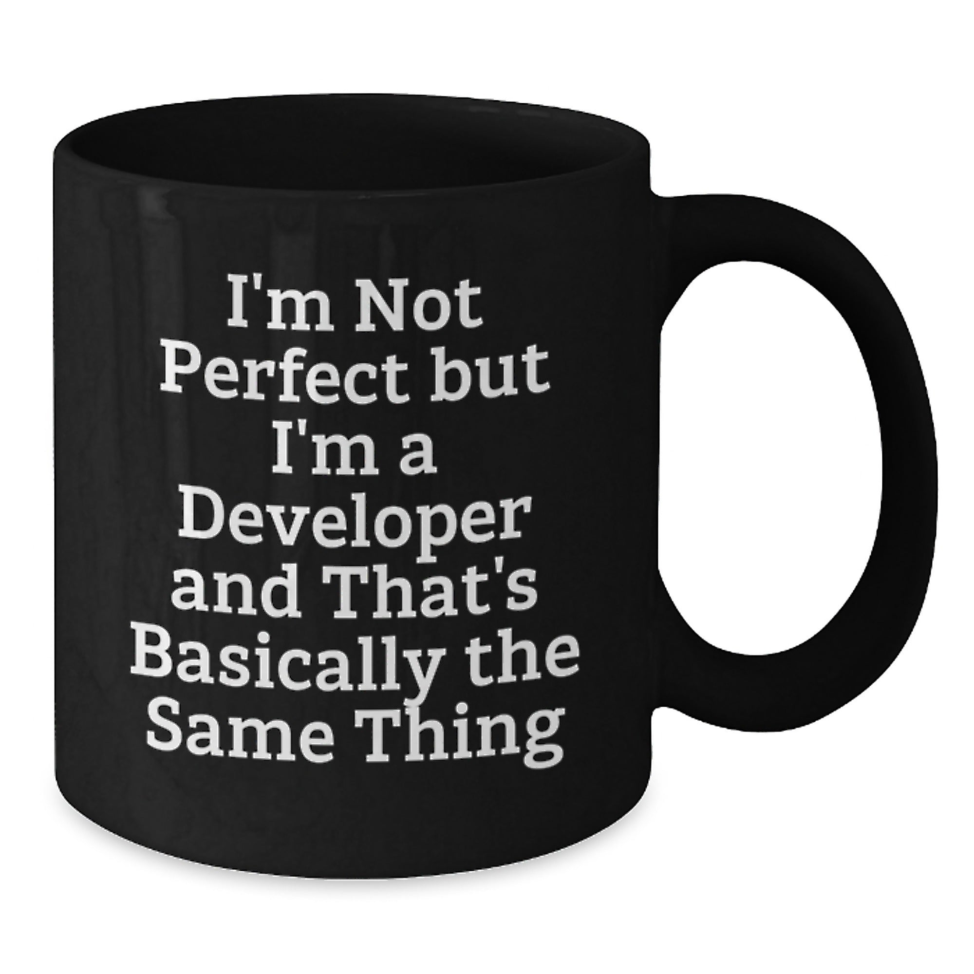 Funny Developer Mugs for Men, Gifts from Friends for Birthday, I'm Not Perfect Developer Gifts, Black Coffee Mug - Additional