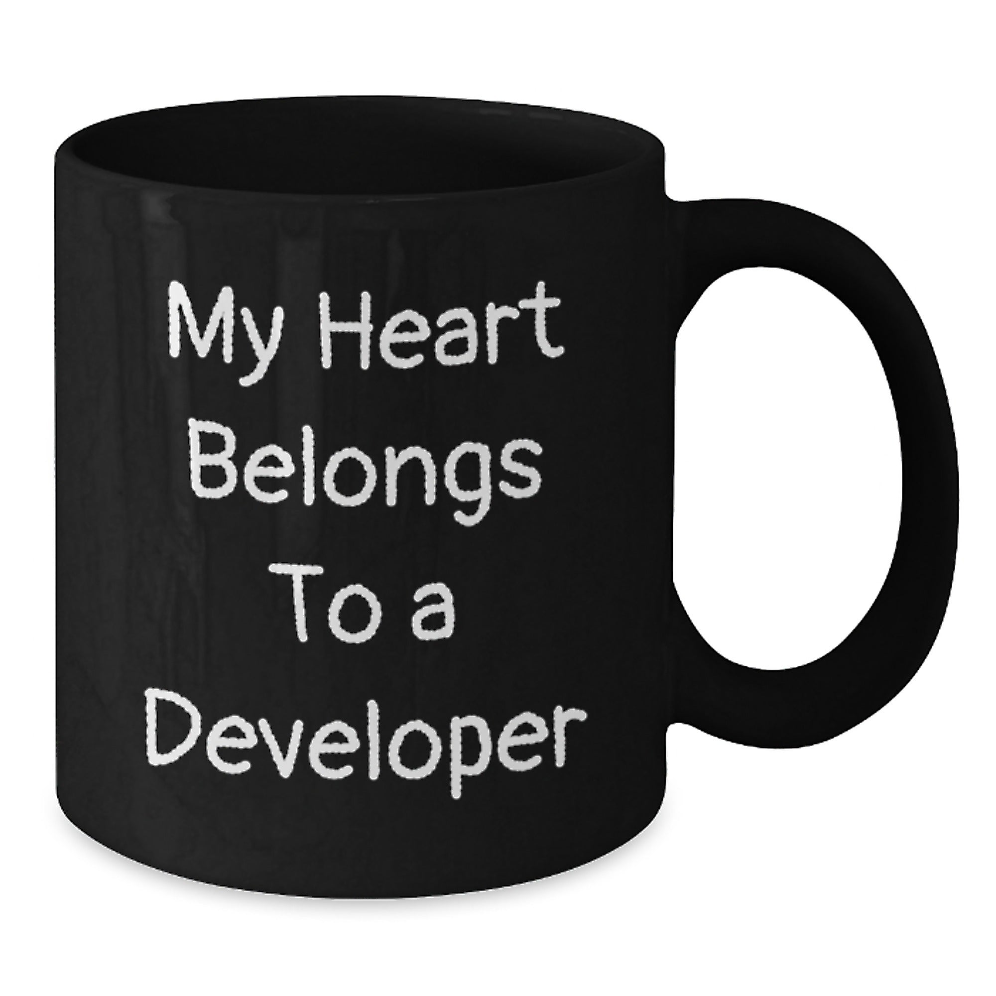 Funny Developer Gifts, My Heart Belongs To A Developer, Black Coffee Mug, Birthday Unique Gifts from Friends, Gifts for Developer - Additional