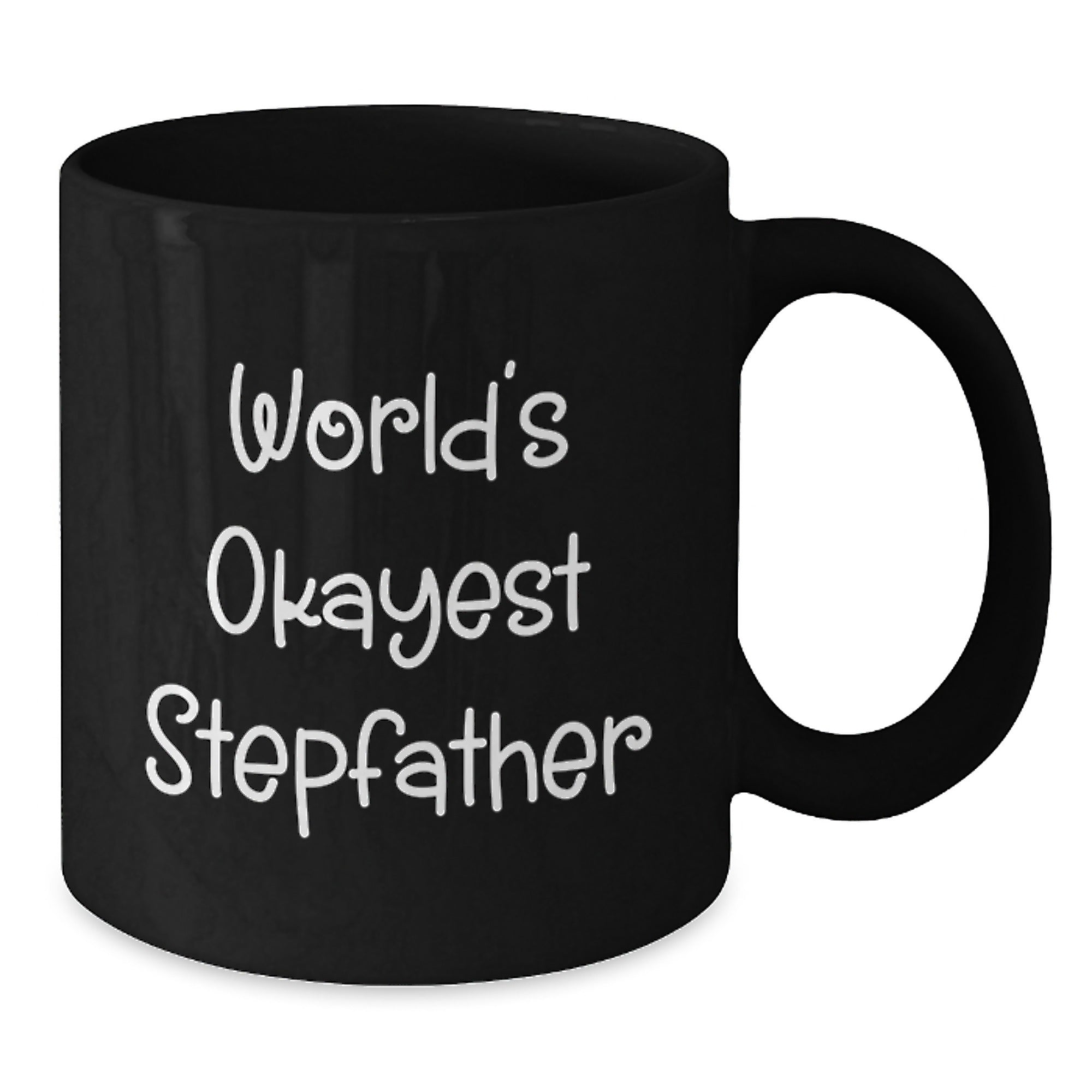 Funny Stepfather Gifts from Men to Stepfather, Unique Christmas Unique Gifts for Stepfather, World's Okayest Stepfather Black Coffee Mug - Additional
