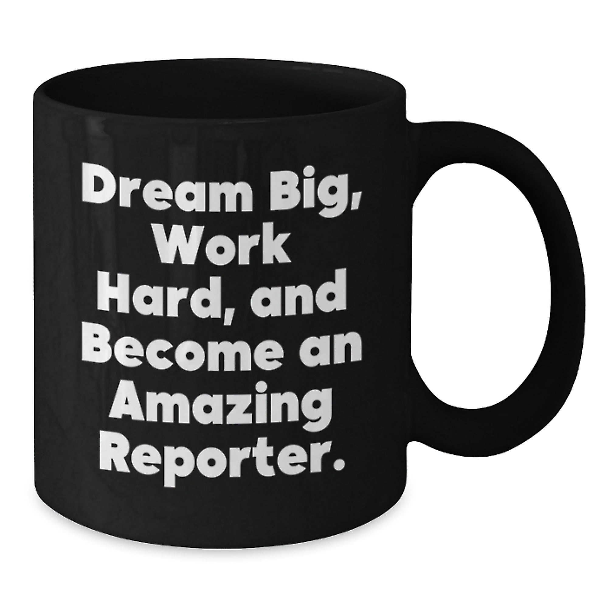 Cute Reporter Gifts for Men Women Friends, Black Coffee Mug with Inspirational Quote, Perfect for Christmas Unique Gifts from Family - Additional