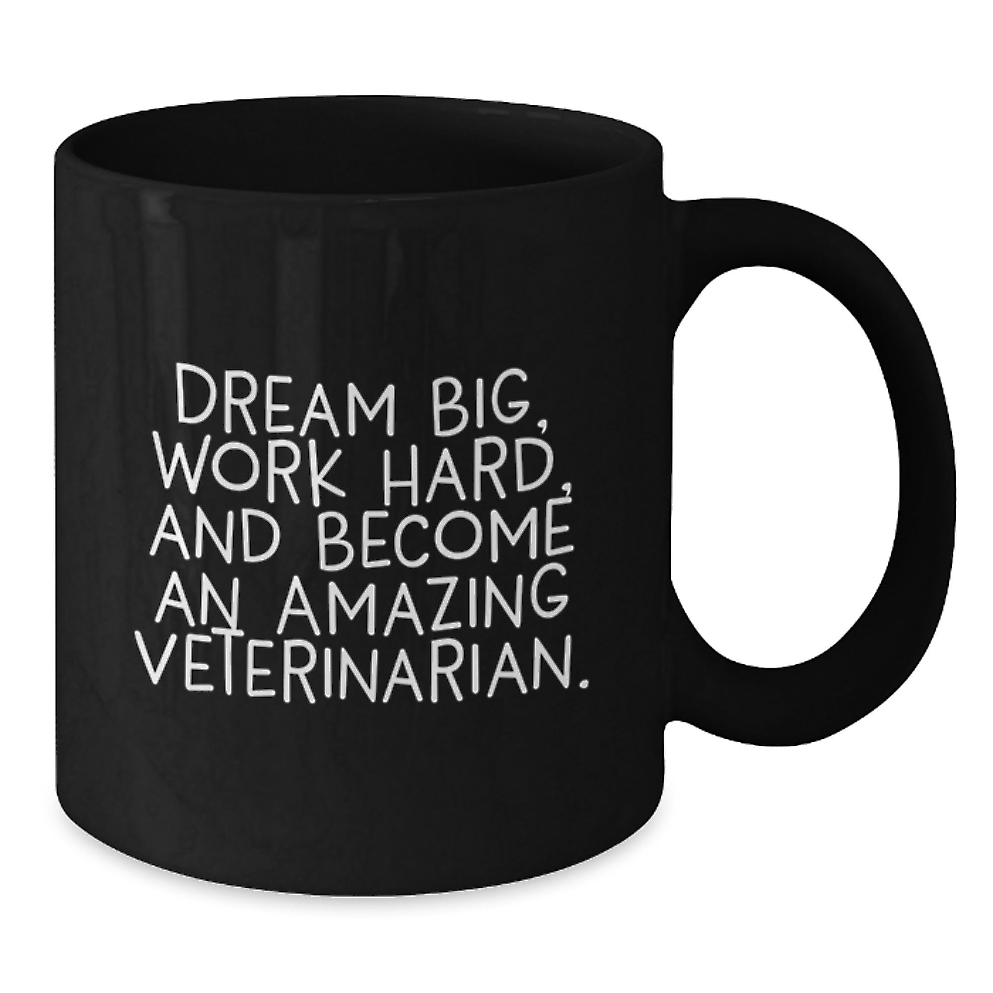Funny Veterinarian Christmas Unique Gifts from Friends, Black Coffee Mug for Veterinarian with Inspirational Quote, Dream Big Work Hard Become Amazing - Additional