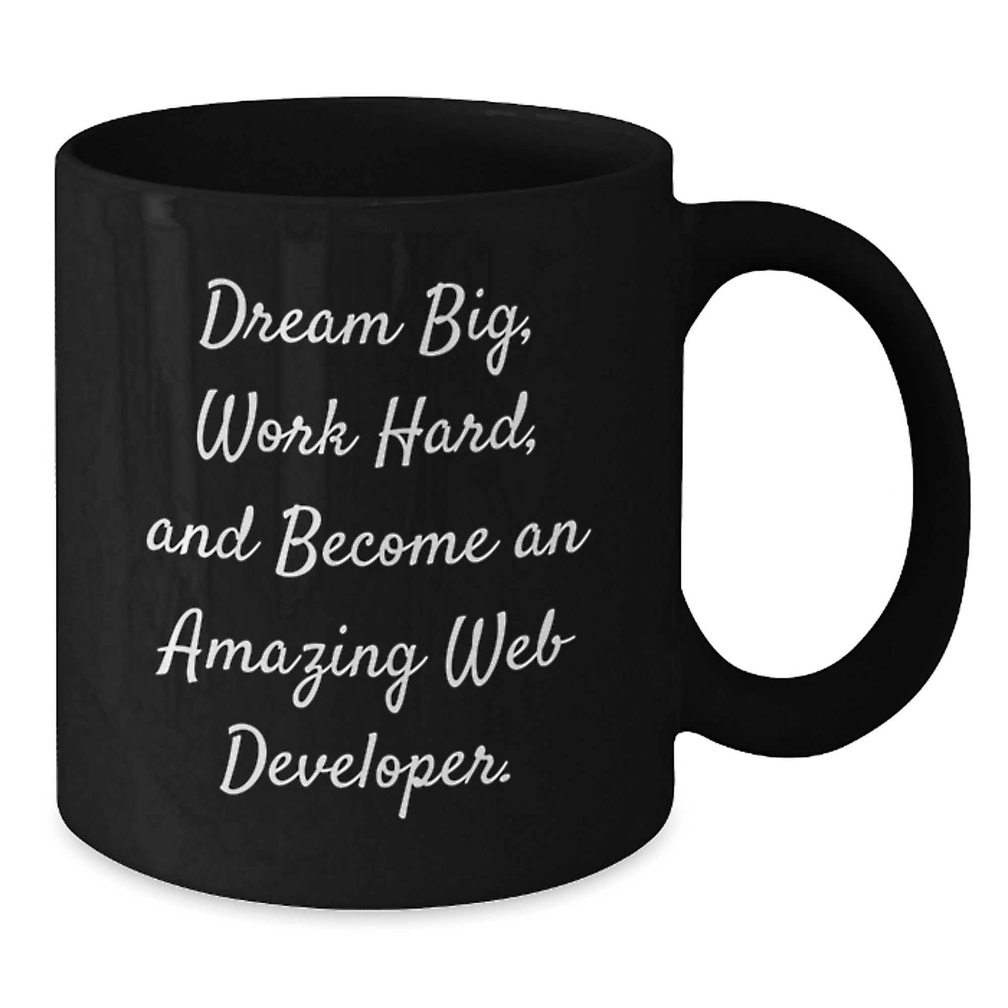 Funny Web Developer Gifts from Friends for Men and Women - Dream Big, Work Hard Black Coffee Mug for Christmas Unique Presents - Additional