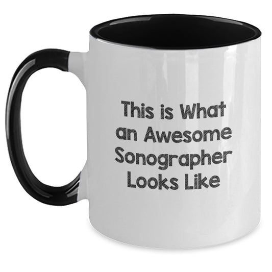 Funny Sonographer Gifts from Friends for Graduation - Two Tone Coffee Mug with Inspirational Quote, Available in 4 Color Combinations - Main