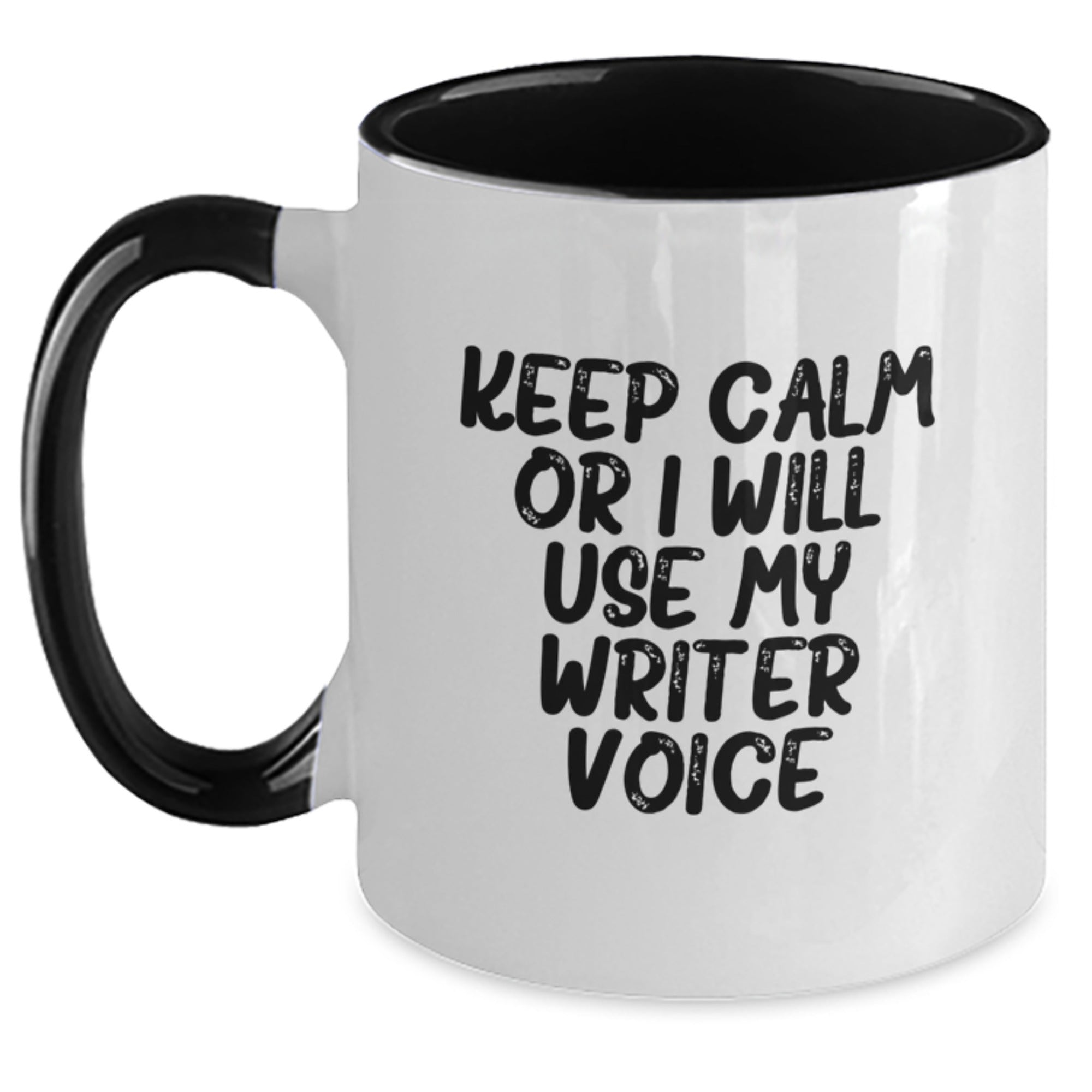 Funny Writer Gifts from Friends Two Tone Coffee Mugs for Writers Keep Calm Or I Will Use My Writer Voice Graduation Unique Gifts - Main