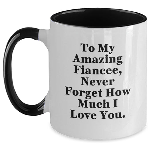 Funny Fiancee Gifts from Men to Fiancee, To My Amazing Fiancee, Two Tone Coffee Mug, Inspirational Graduation Unique Gifts - Main