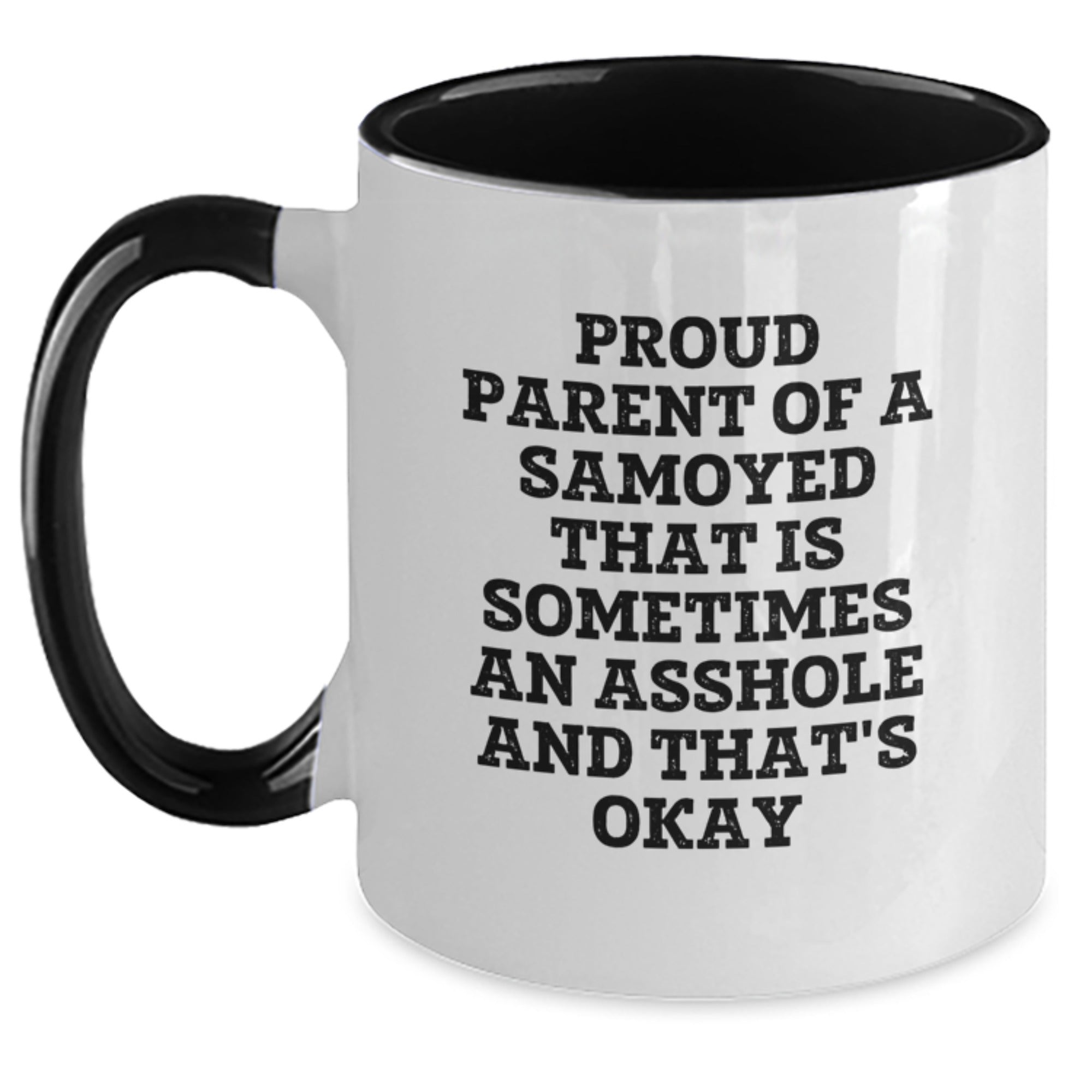 Funny Samoyed Dog Gifts for Men - Proud Parent Two Tone Mugs, Unique Father's Day Presents from Friends, Family, Coworkers - Main