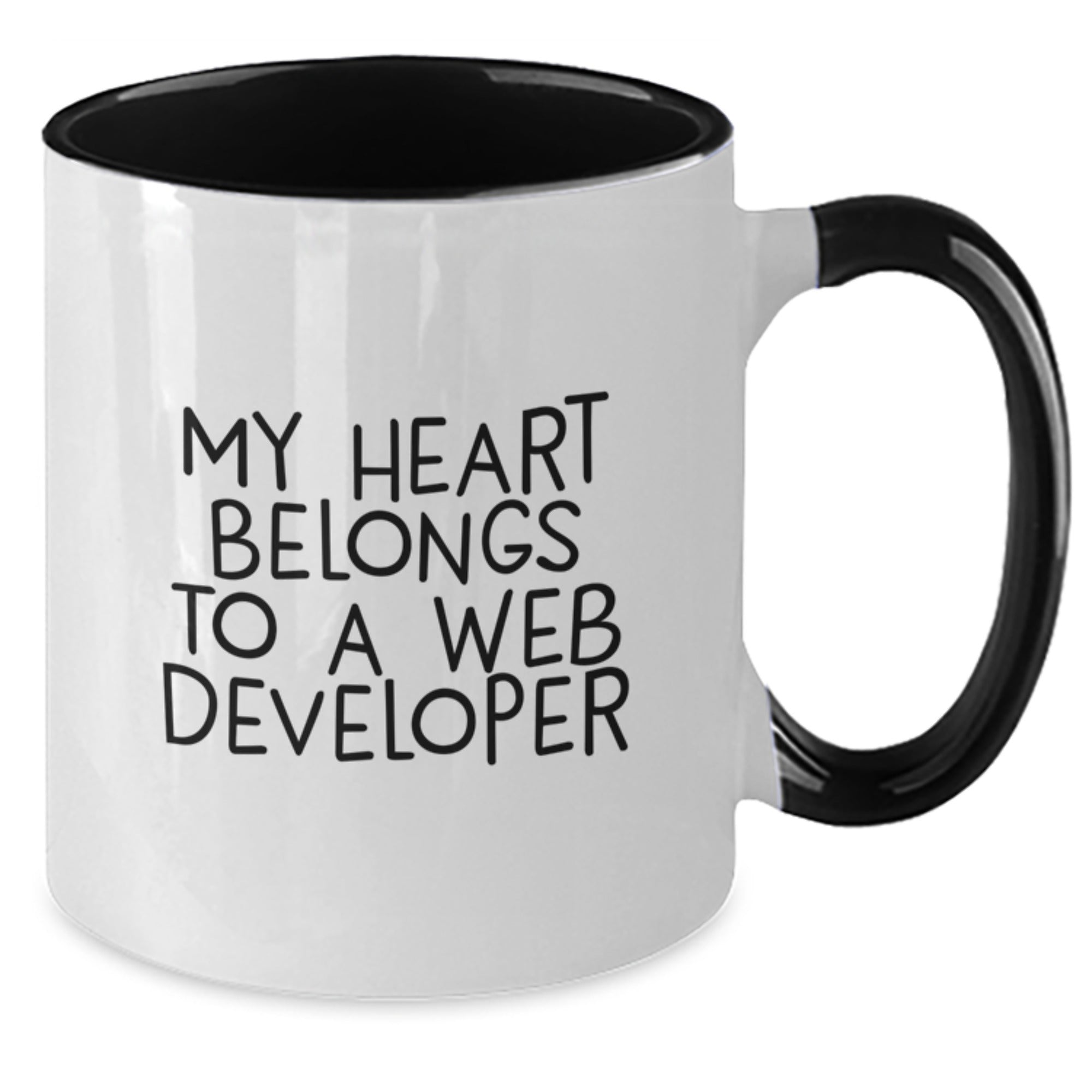 Funny Web Developer Gifts from Friends - My Heart Belongs To A Web Developer Two Tone Coffee Mug, Birthday Unique Presents for Web Developers, 11oz Ceramic Mug - Additional