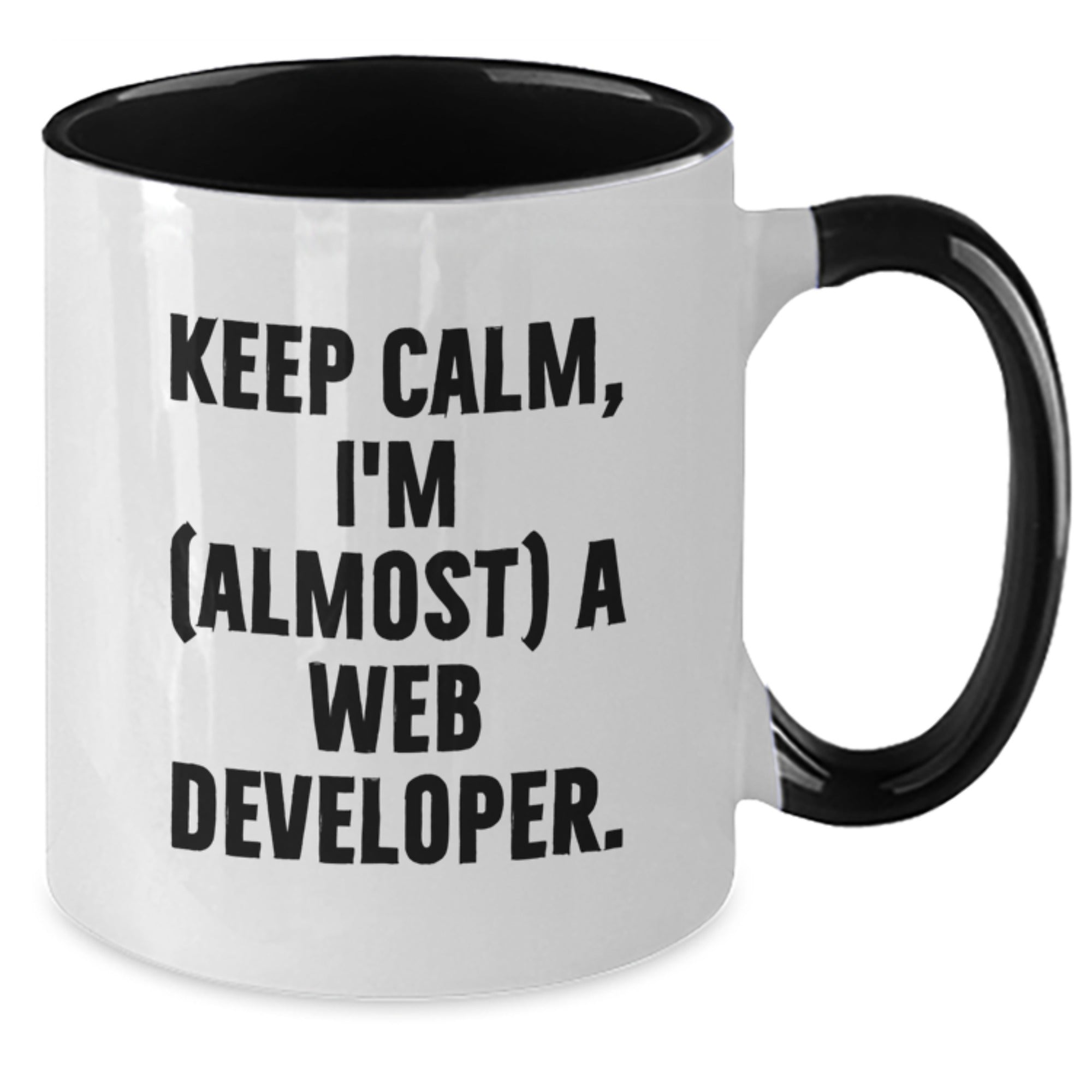 Funny Web Developer Christmas Unique Gifts from Friends Two Tone Coffee Mugs Keep Calm I'm (almost) A Web Developer for Men Women Coworkers Family - Additional