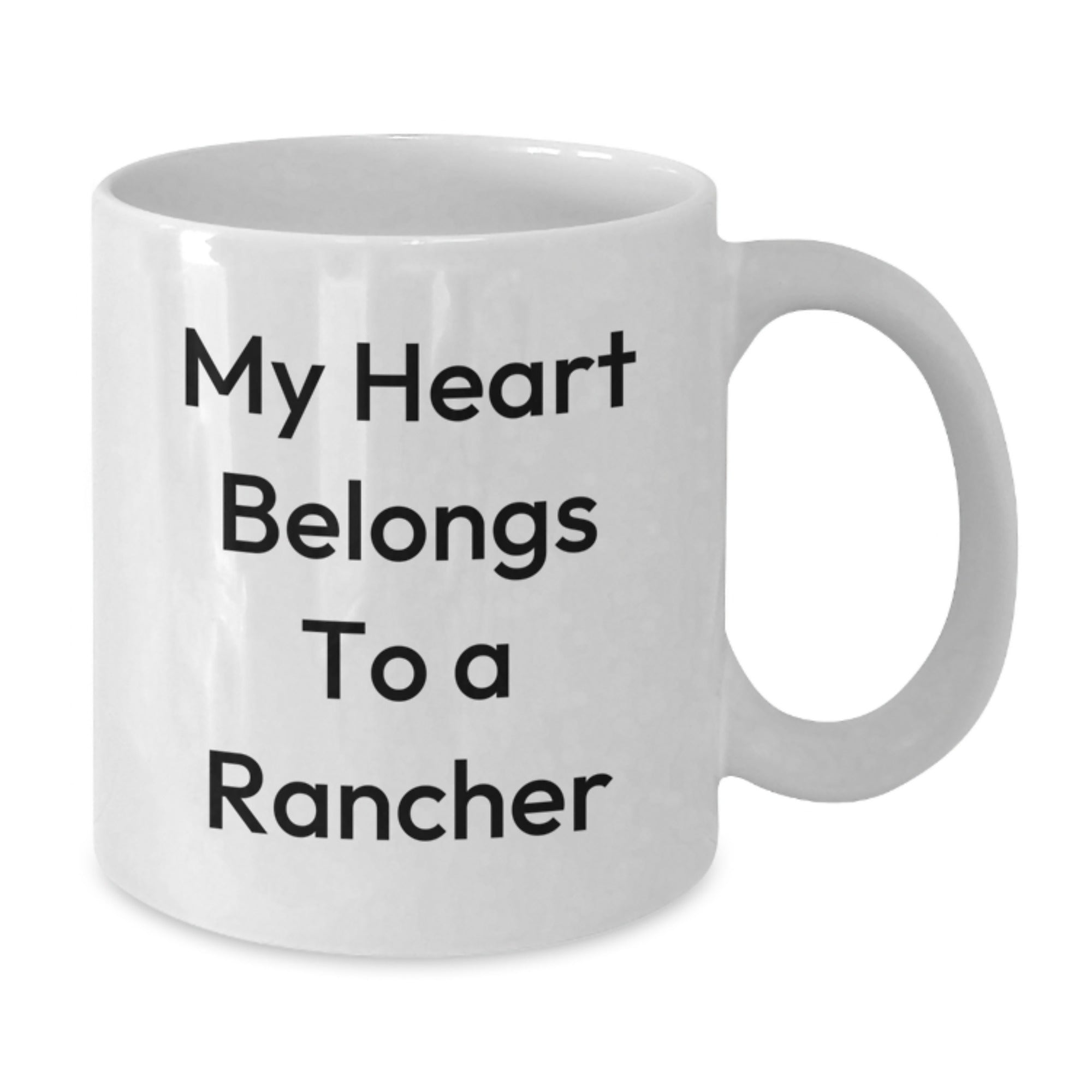 Funny Rancher Gifts, My Heart Belongs To A Rancher White Coffee Mug, Graduation Unique Gifts from Friends, For Men, Women, Coworkers, Family - Additional