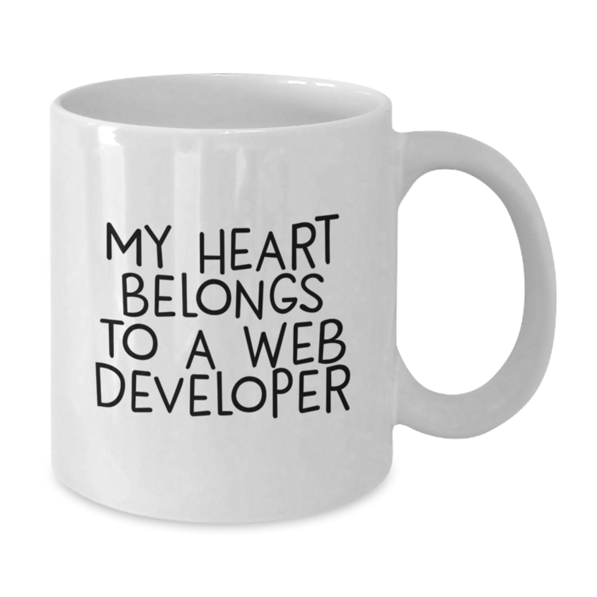 Funny Web Developer Birthday Unique Gifts from Friends to Coworkers - My Heart Belongs To A Web Developer on White Coffee Mug - Additional
